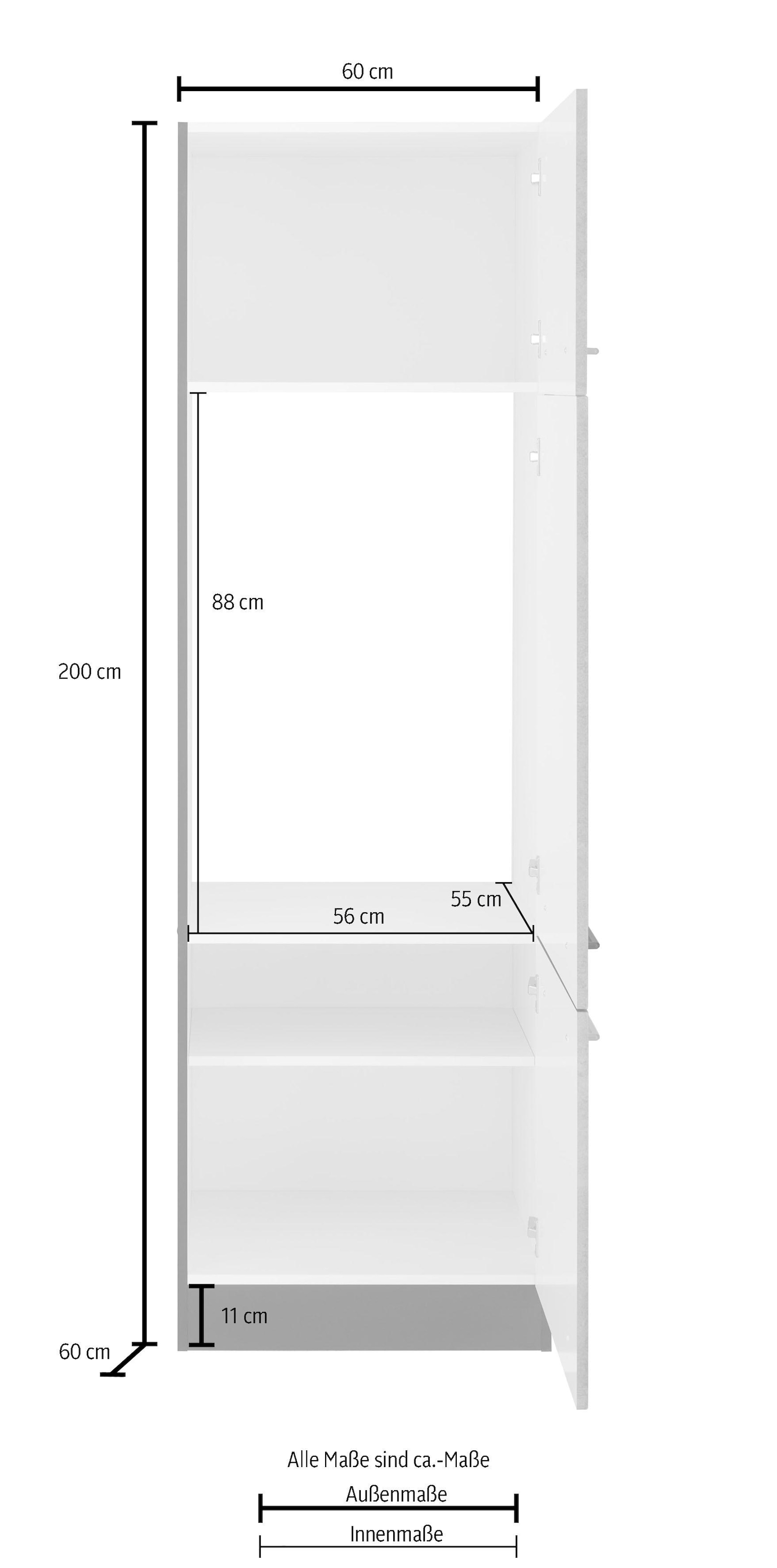 60 HELD MÖBEL Türen, | 200 cm 3 cm BAUR kaufen Kühlumbauschrank hoch, »Tulsa«, Metallgriff schwarzer breit,