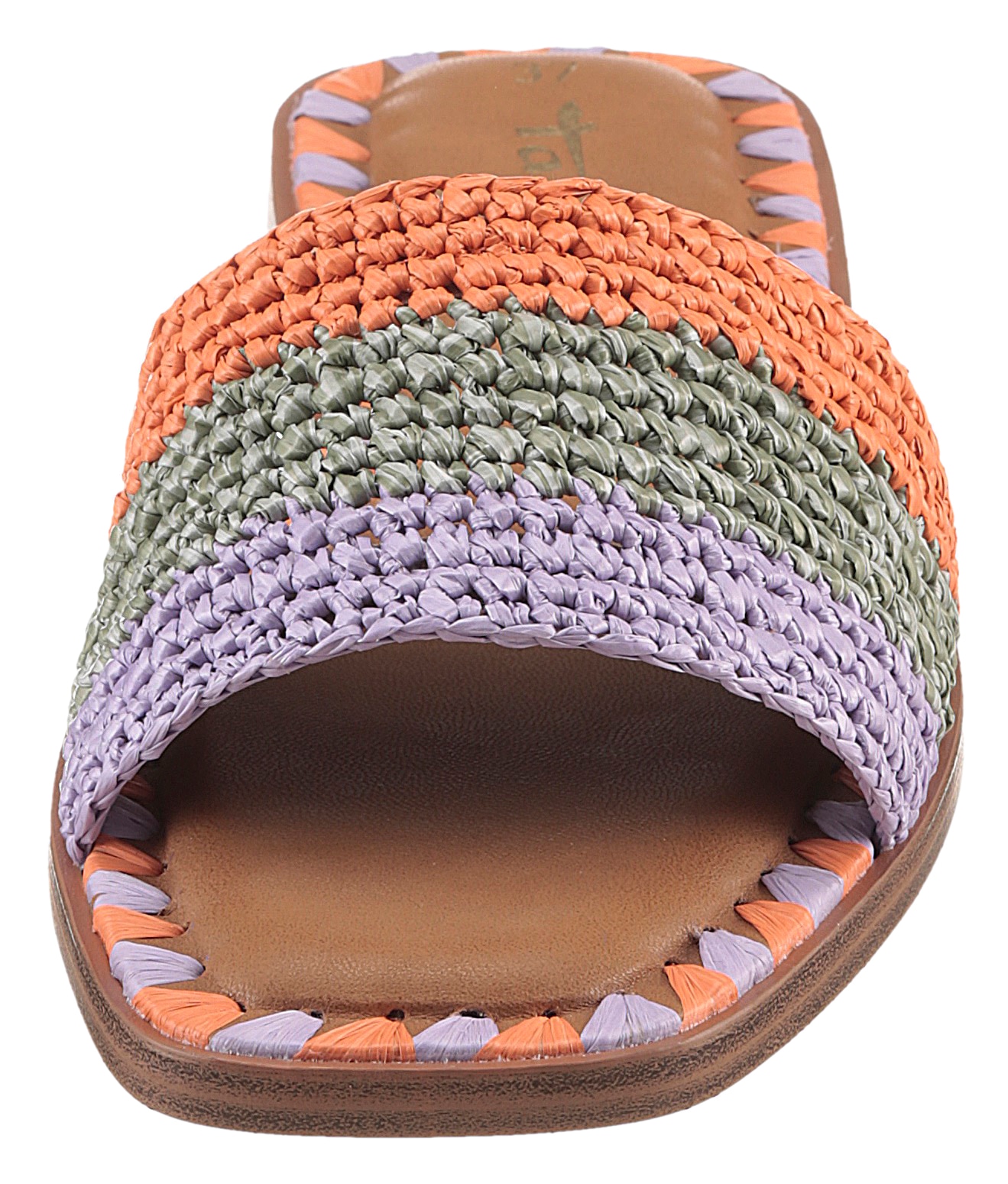 Tamaris Pantolette, Blockabsatz, Sommerschuh, Strandschuh, zweifarbige Bast-Umrandung