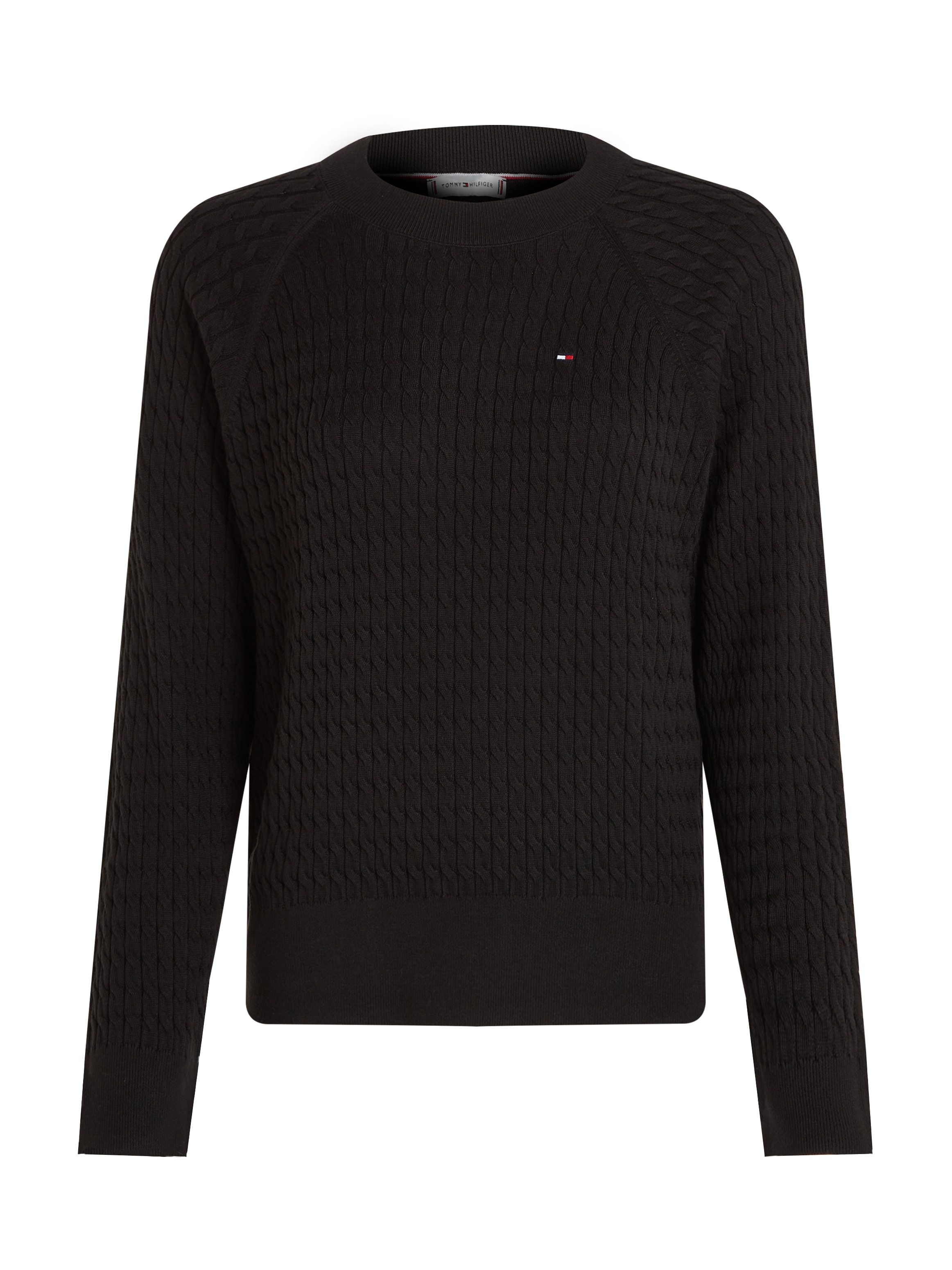 Tommy Hilfiger Rundhalspullover »CO CABLE C-NK SWEATER«, mit Zopfmuster