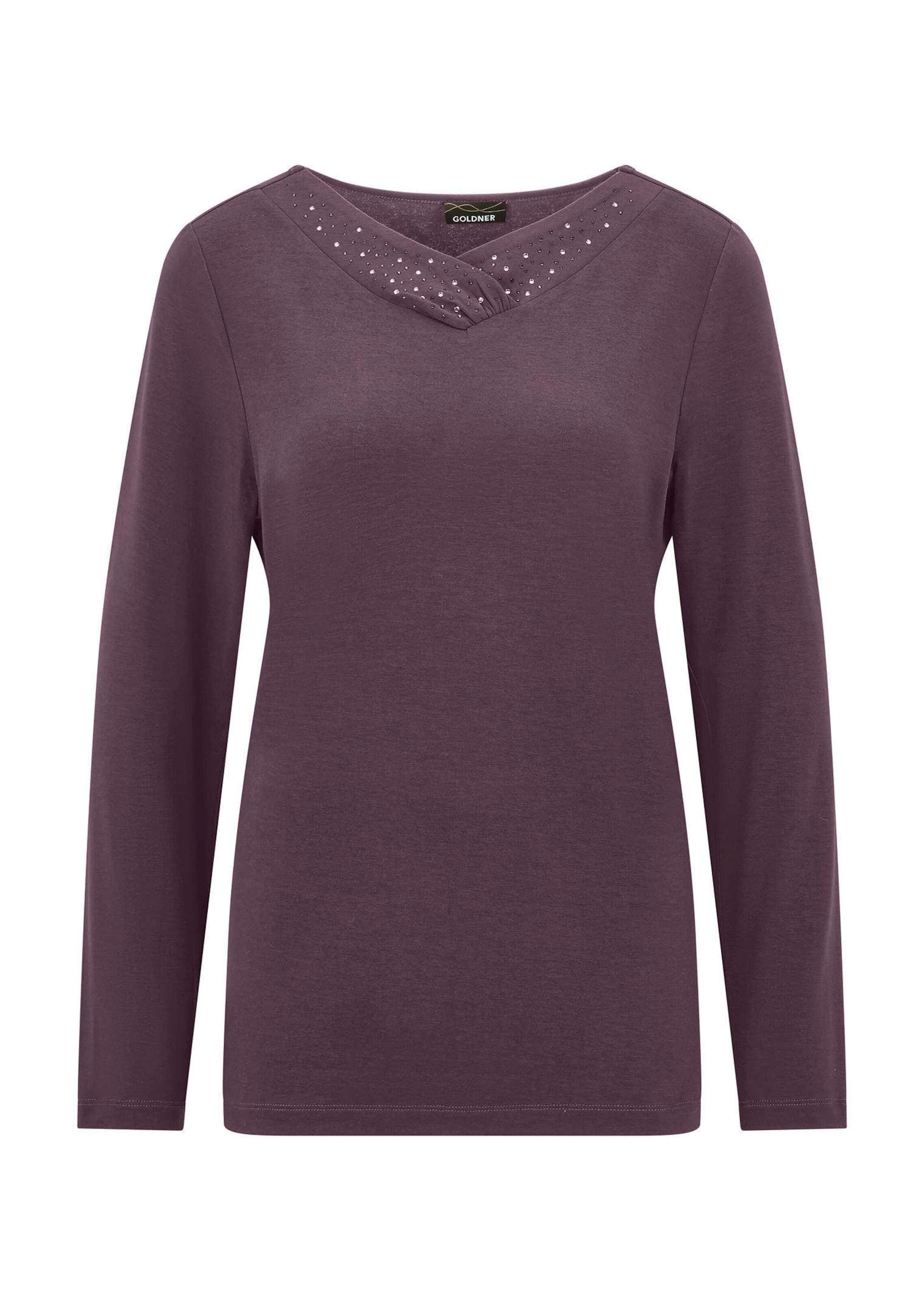 GOLDNER Langarmshirt "Jerseyshirt mit V-Ausschnitt" stretchbequmer Jersey