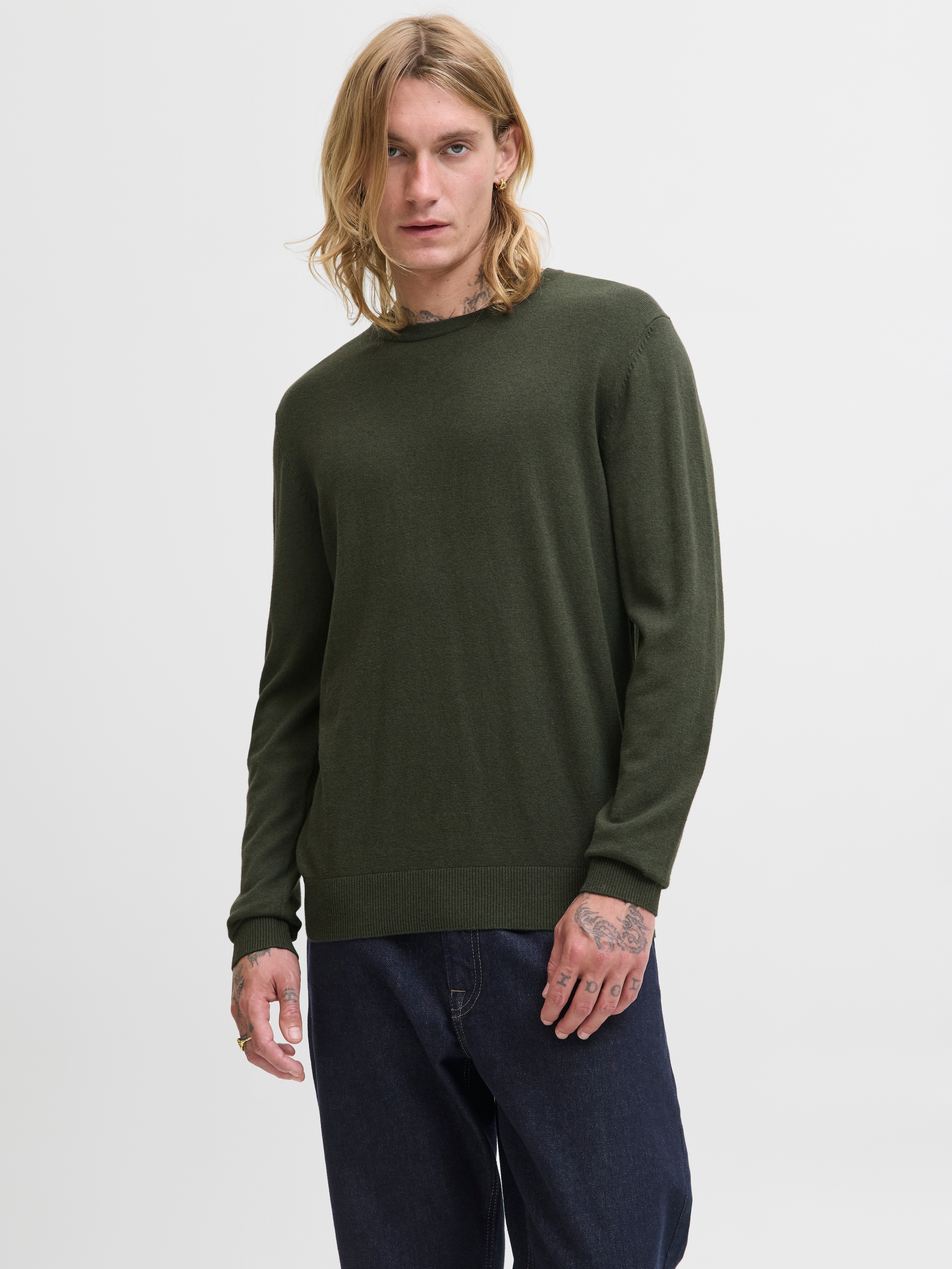 Jack & Jones Rundhalspullover "JJEEMIL KNIT CREW NECK NOOS" Baumwollmischun günstig online kaufen