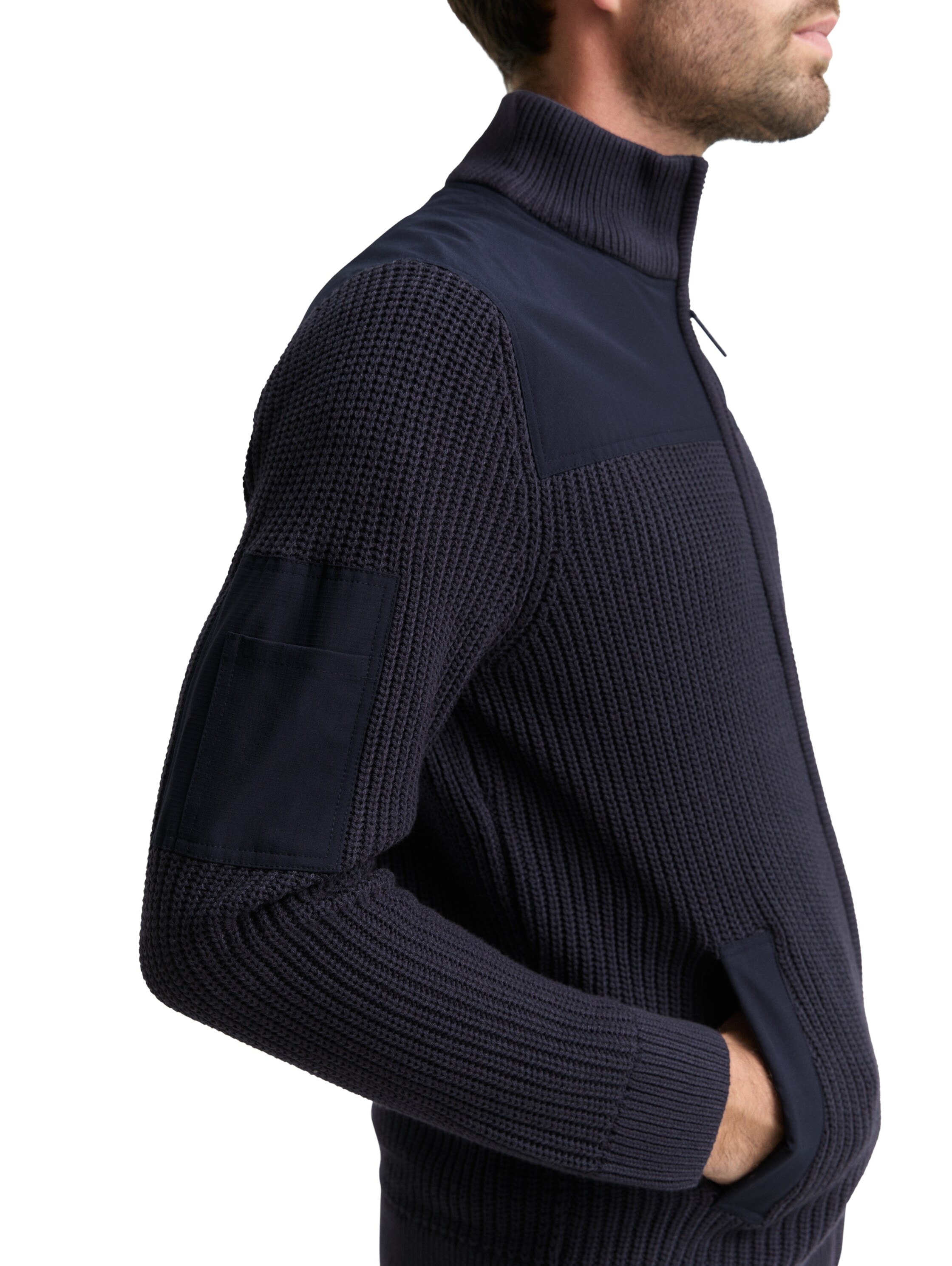 TOM TAILOR Strickjacke mit Logo Stickerei