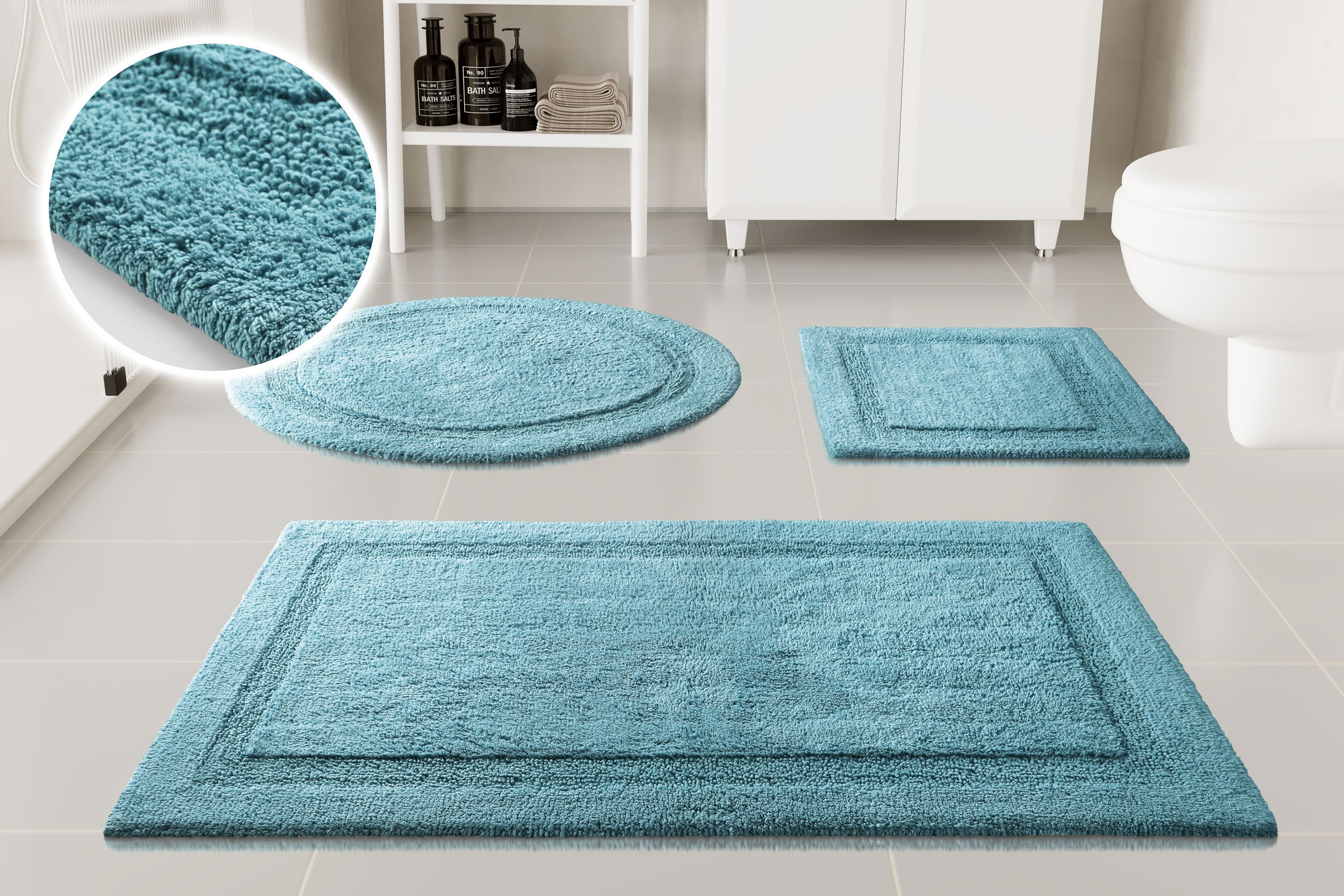 OTTO home Badematte "Meellor, uni, viele Farben, Badvorleger, Badezimmer Teppich" Höhe 20 mm rutschhemmend beschichtet fußbodenheizungsgeeignet Badteppich, getuftet, modern, Uni, antirutsch, flauschig, Baumwolle