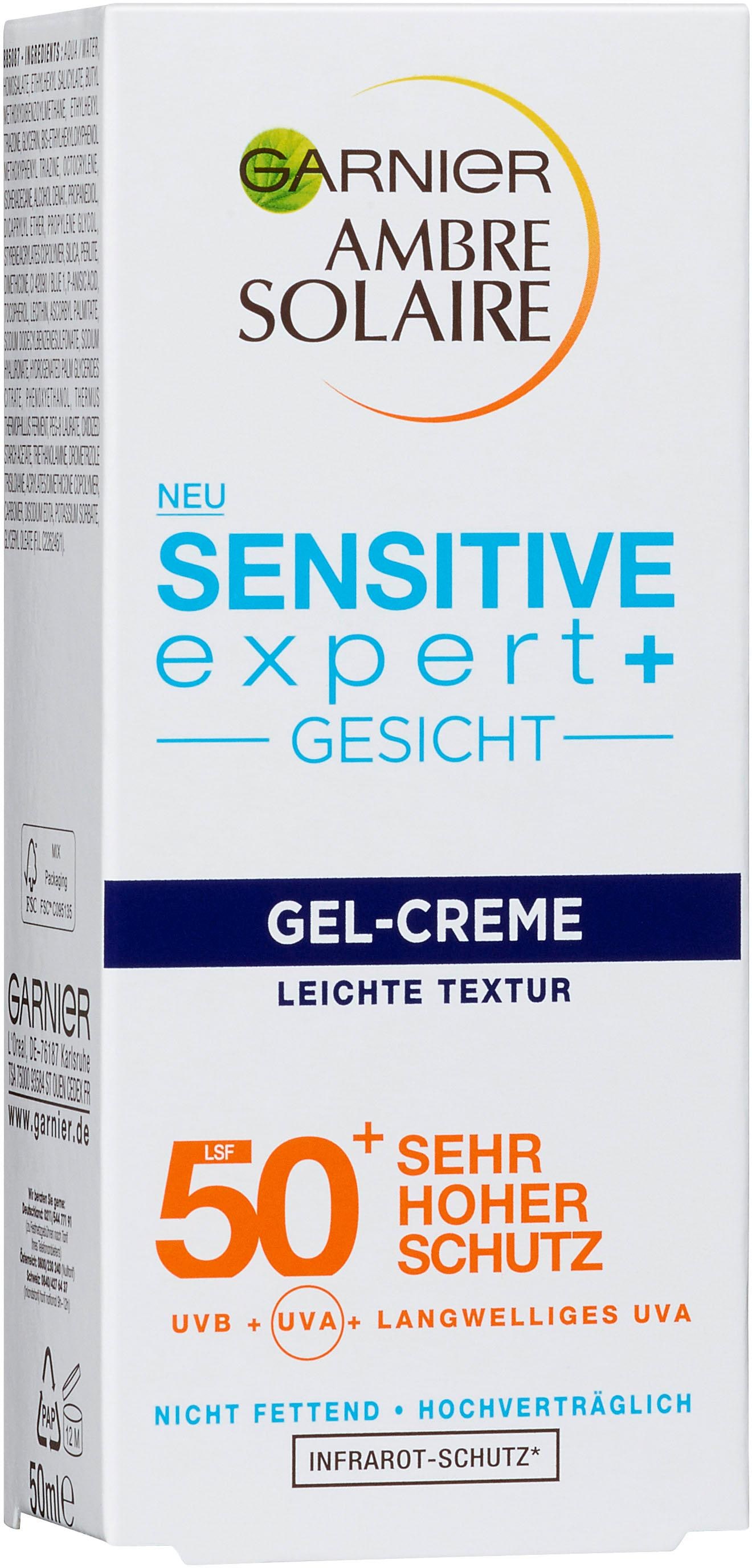 GARNIER Sonnenschutzcreme »Ambre Solaire Sensitive expert+ LSF 50+«, mit leichter und schnell einziehender Formel