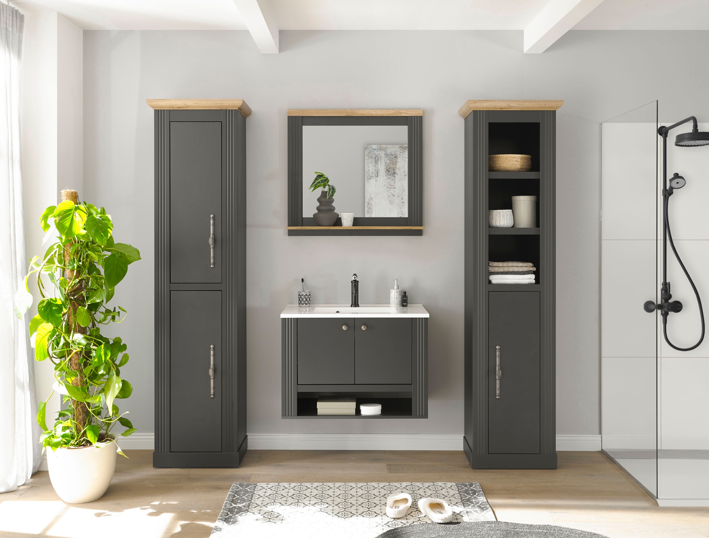 Home affaire Badmöbel-Set "WESTMINSTER, Bad im Landhausstil, 4-teiliges Bad günstig online kaufen