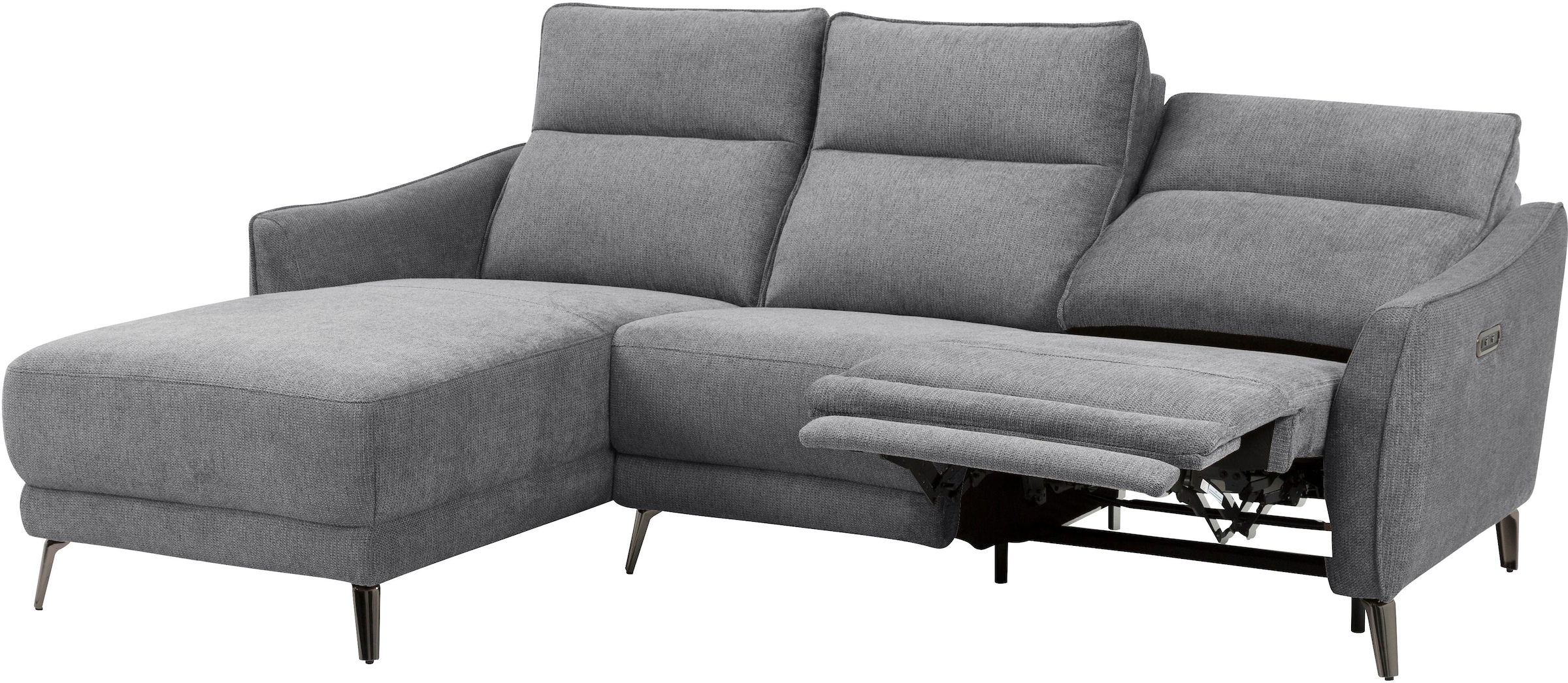 INOSIGN Ecksofa »TAYLER 3-Sitzer, L-Form (Breite 239cm), elektr. Relaxfunktion, USB A/C«, und Recamiere, Liegefunktion durch Recliner, Federkernpolsterung