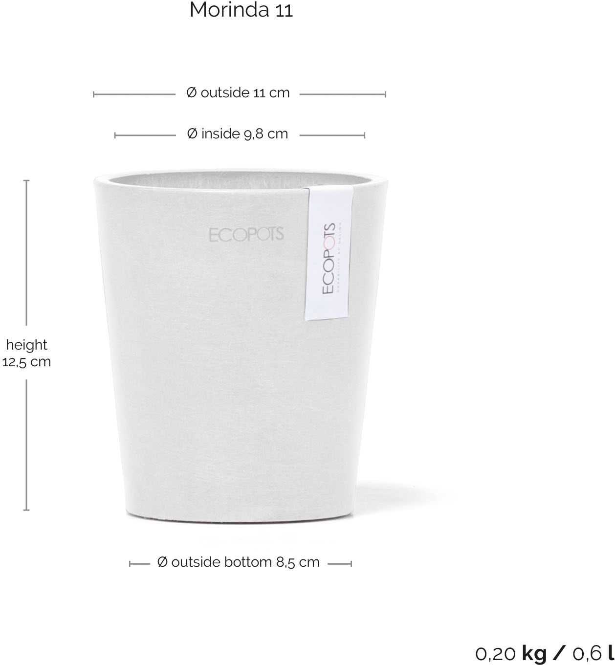 ECOPOTS Blumentopf »Morinda Orchidee 11 Weiß« für den Innenbereich