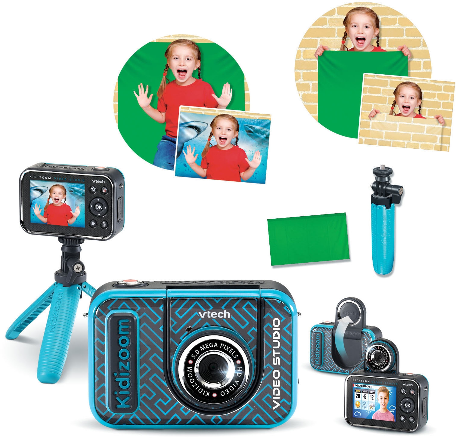 Vtech® Kinderkamera »KidiZoom Video Studio HD«, 5 MP, inkl. Selfie-Funktion und Ministativ