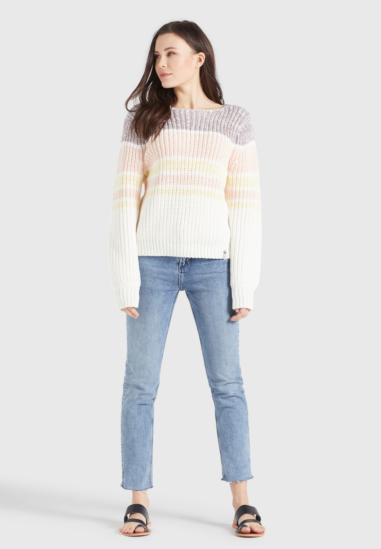 khujo Strickpullover »HINATA«, aus Grobstrick mit Color Blocking