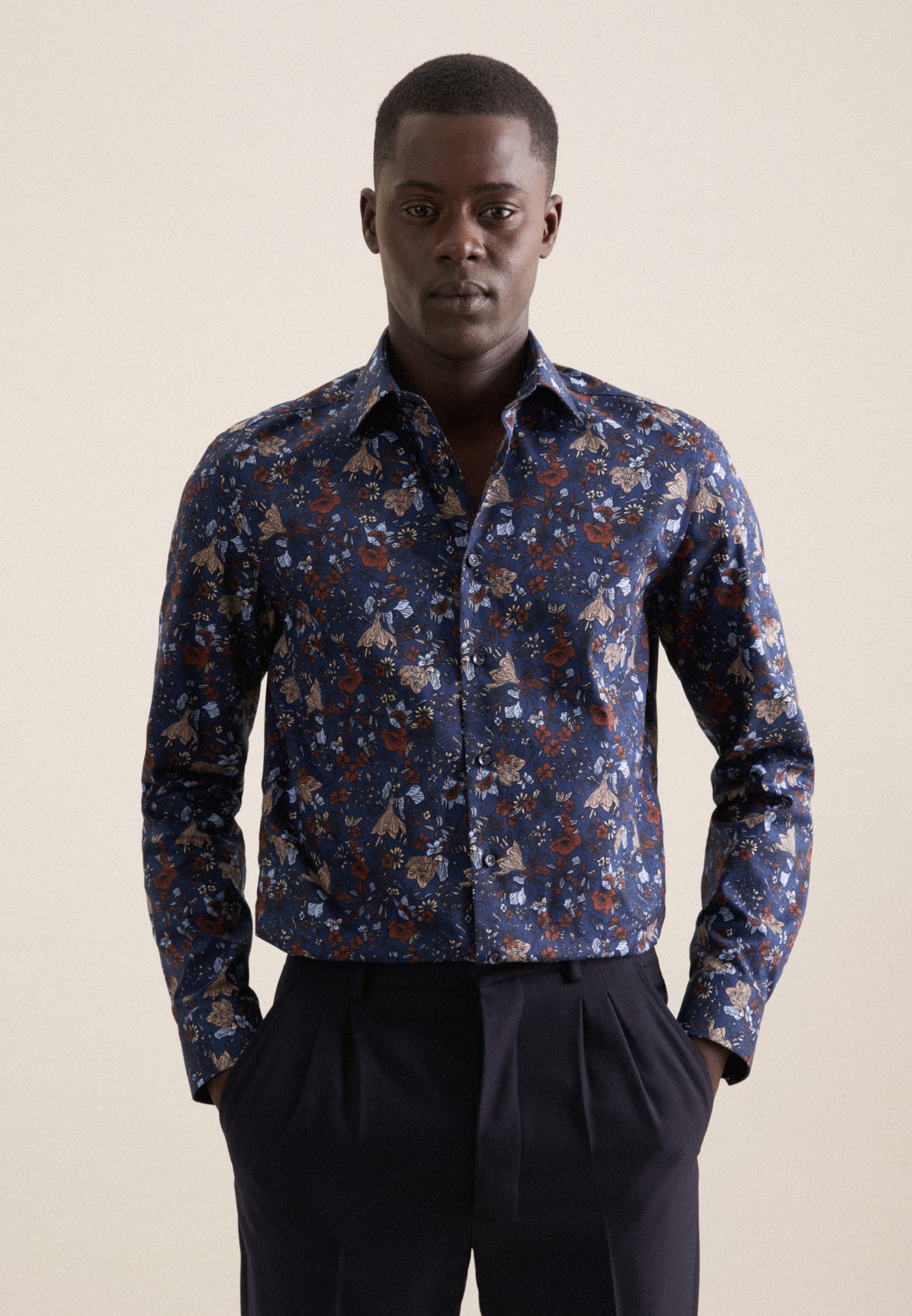 seidensticker Businesshemd "Slim" Slim 1/1 Kentkragen Druck günstig online kaufen