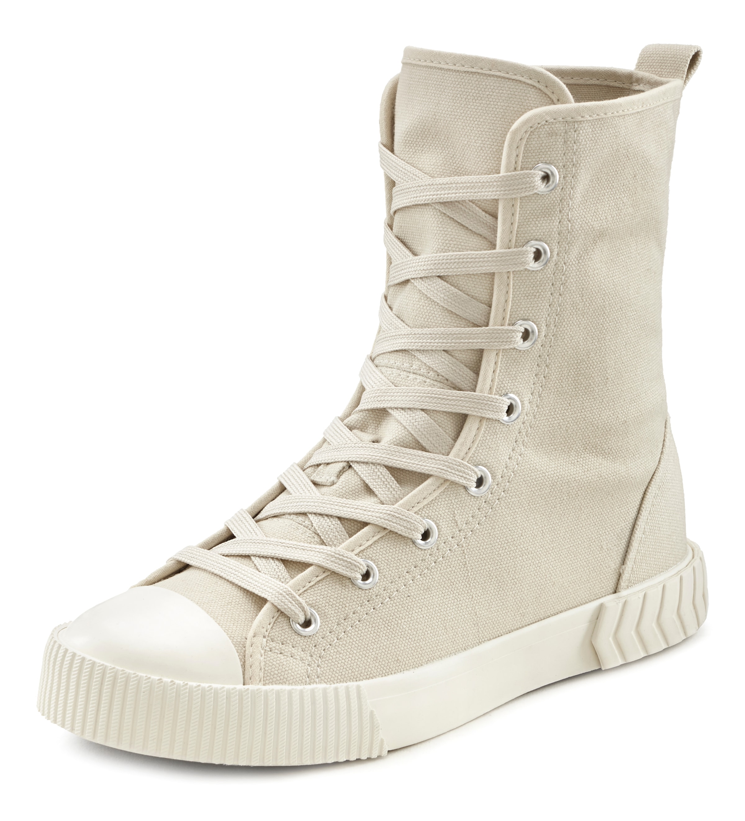 LASCANA Stiefelette, im Combat Look, High Top Sneaker, Schnürschuh, Textil-Boots