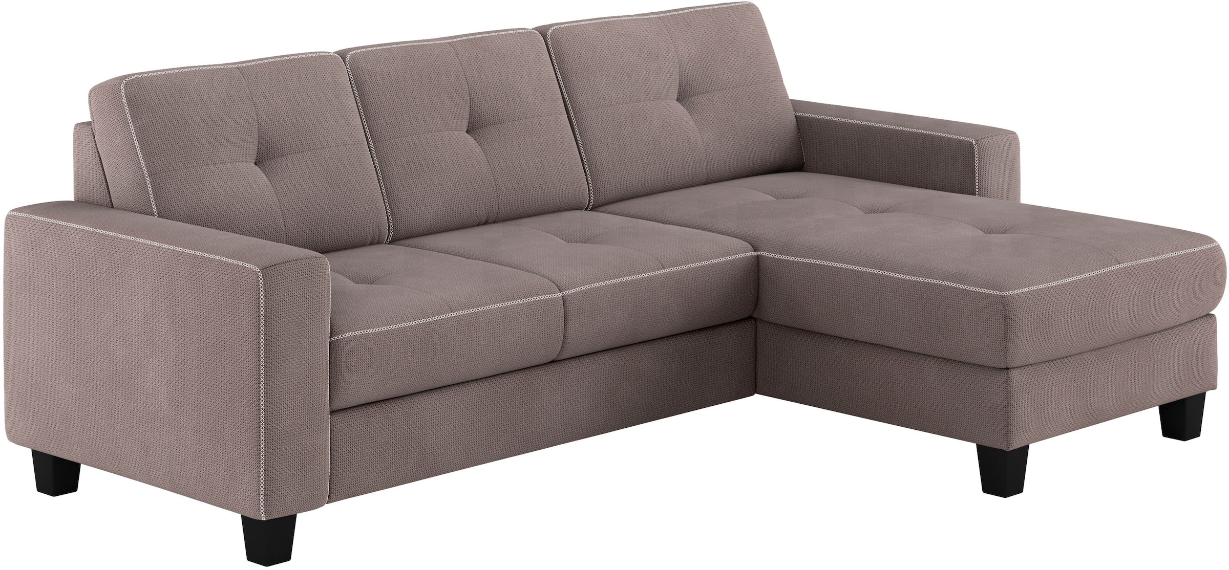 Places of Style Ecksofa »Varese L-Form«, Kreuznaht in beige