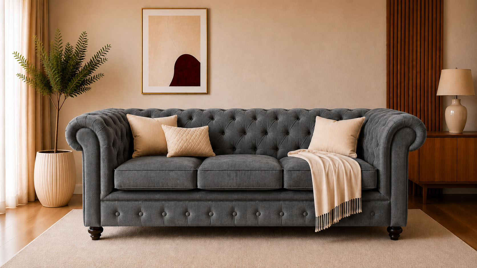 OTTO home Chesterfield-Sofa "Chesterfield 3-Sitzer B/T/H: 198/89/74 cm" mit hochwertiger Knopfheftung, auch in Leder