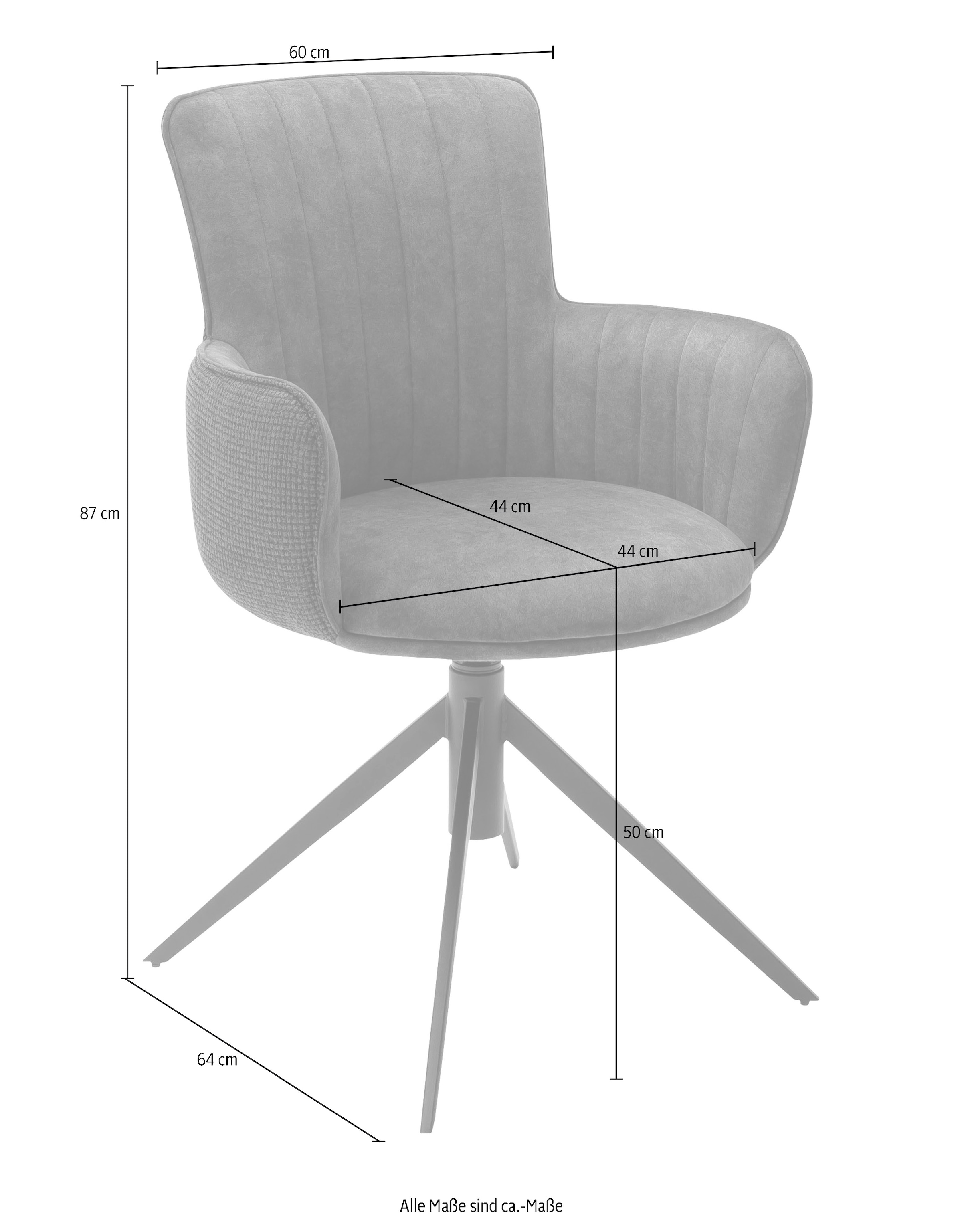 MCA furniture Esszimmerstuhl »Denia«, (Set), 2 St., 2-er Set, Stuhl 360°drehbar mit Nivellierung, belastbar bis 120 kg