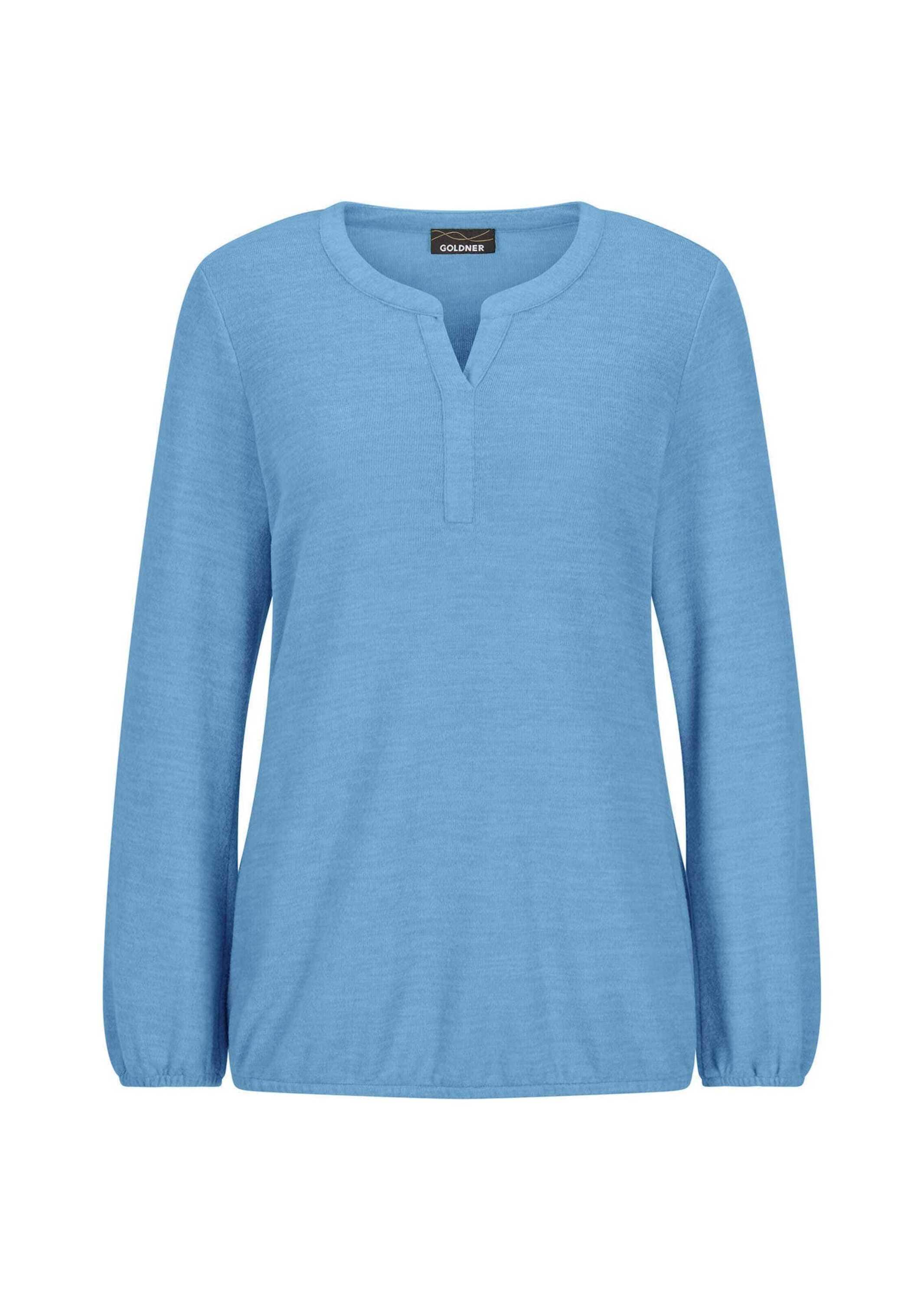 GOLDNER "Elegante Bluse mit Zierblende, Rundhals" Gummibündchen
