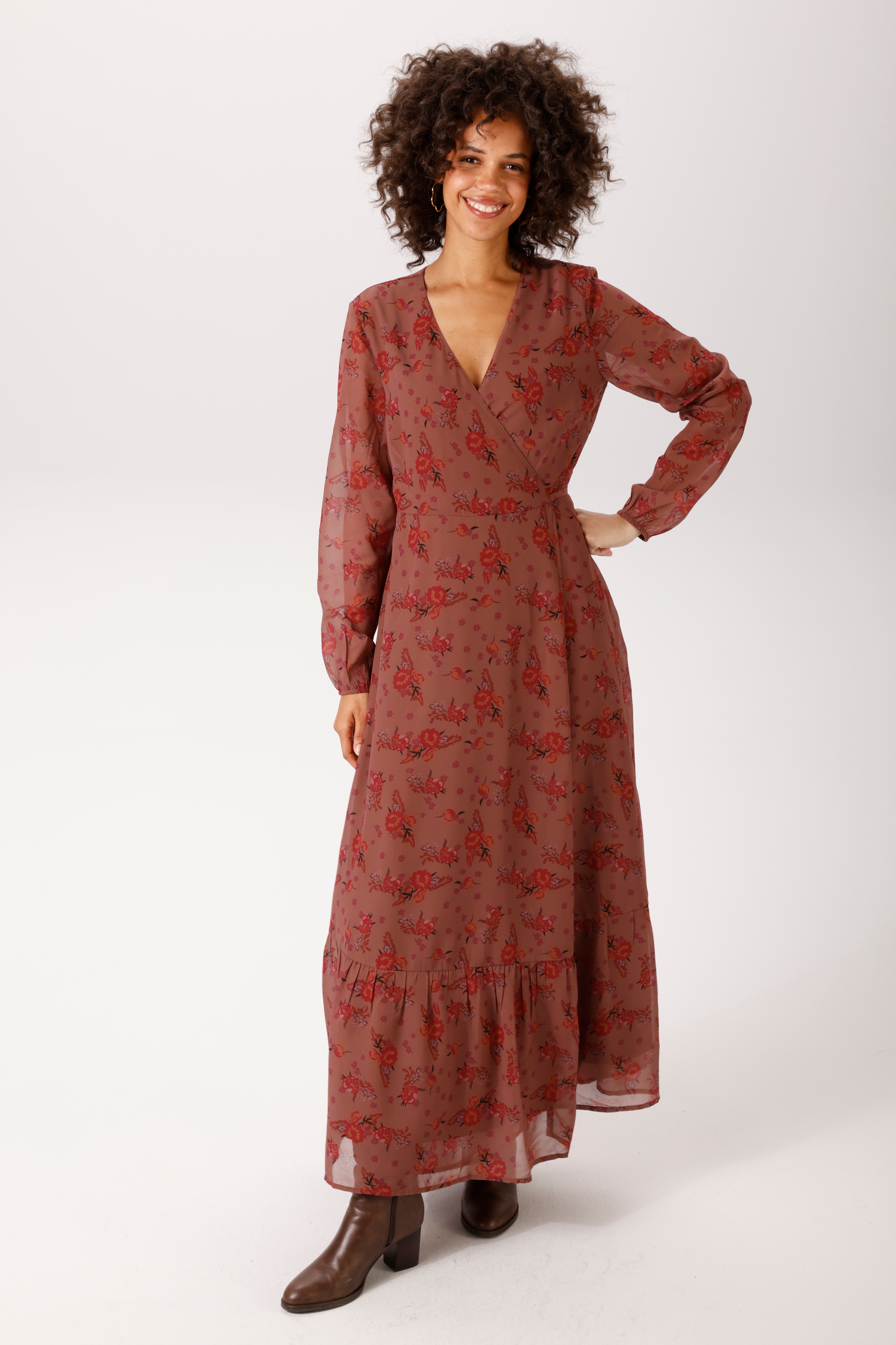 Aniston CASUAL Wickelkleid mit Bindeband, mit farbharmonischem Blumendruck - NEUE KOLLEKTION