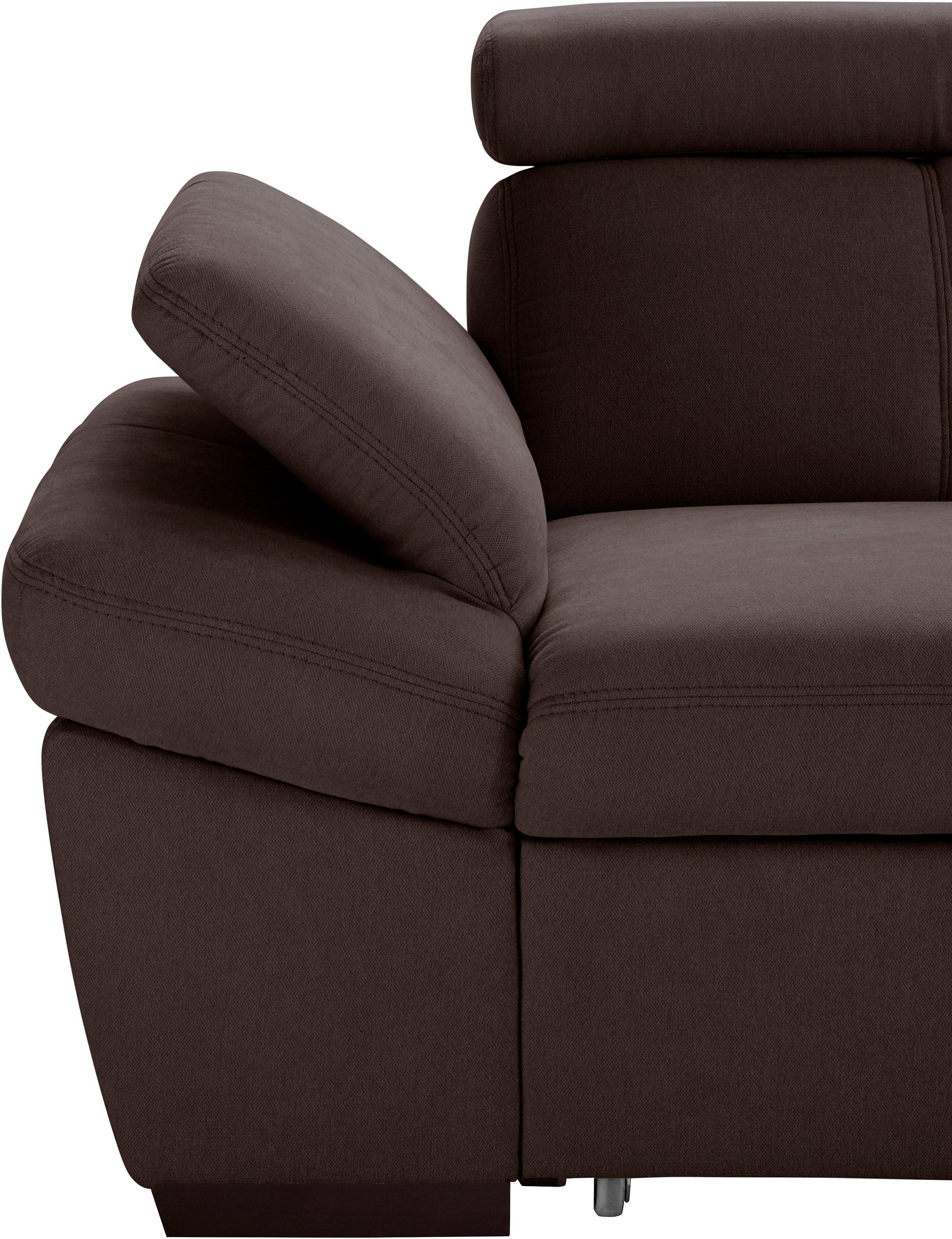 exxpo - sofa fashion Ecksofa »Salerno, inkl. Kopf- und Armteilverstellung, elegant & bequem, L-Form«, wahlweise mit Bettfunktion und Bettkasten, tolle Detailverarbeitung