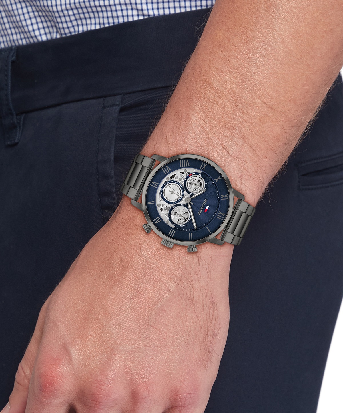 Tommy Hilfiger Multifunktionsuhr »LEGEND« Quarzuhr, Armbanduhr, Herrenuhr, Edelstahlarmband, analog, Tag