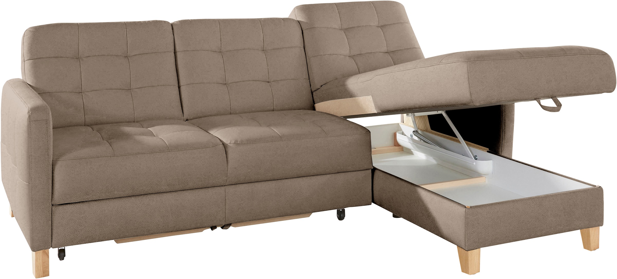 exxpo - sofa fashion Ecksofa »Elio, kompakt und komfortabel, bequem und zeitloses Design, L-Form«, wahlweise mit Bettfunktion