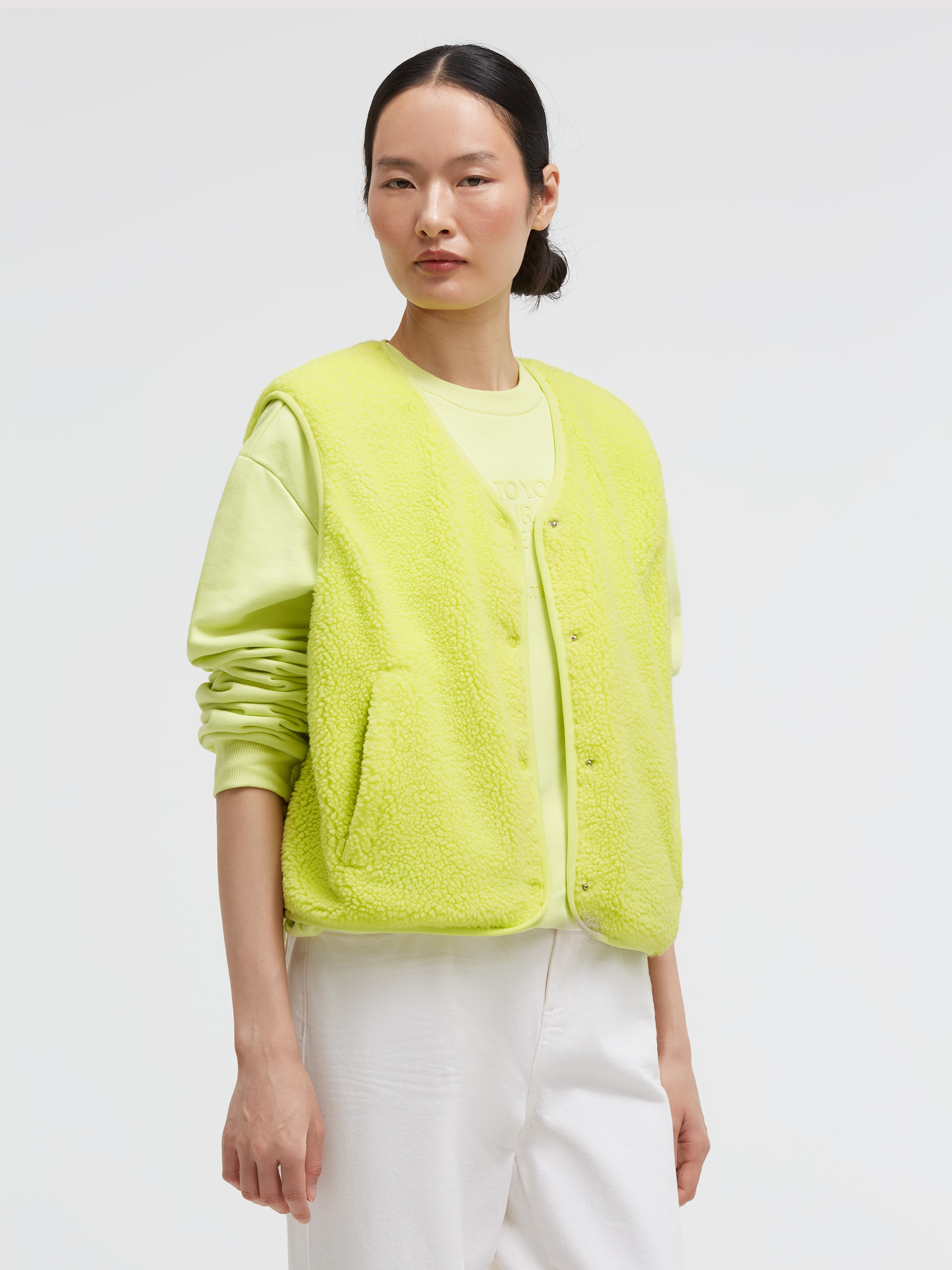 SENSES.THE LABEL Fleeceweste mit Druckknopfleiste