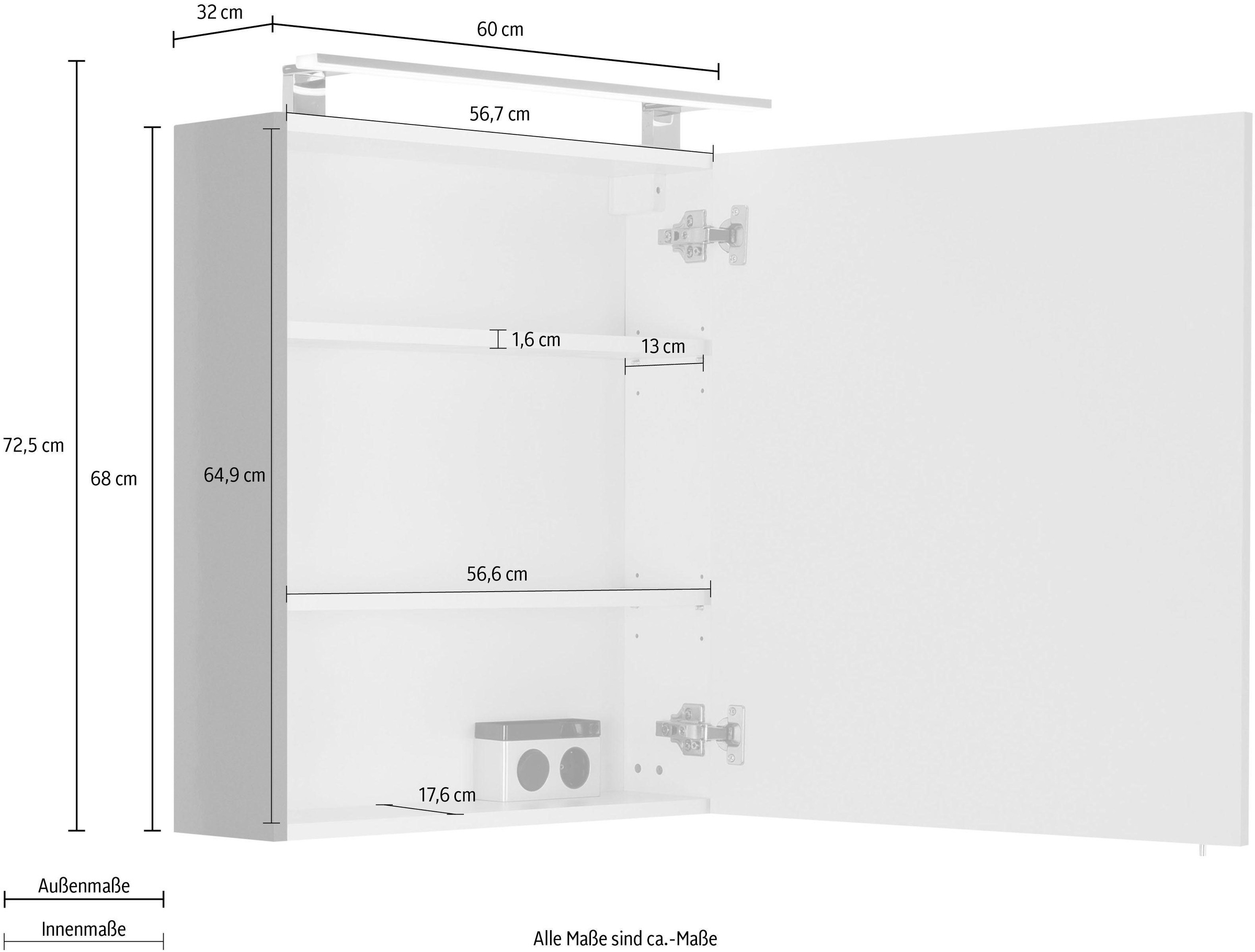 OPTIFIT Spiegelschrank »Mino«, Breite 60 cm