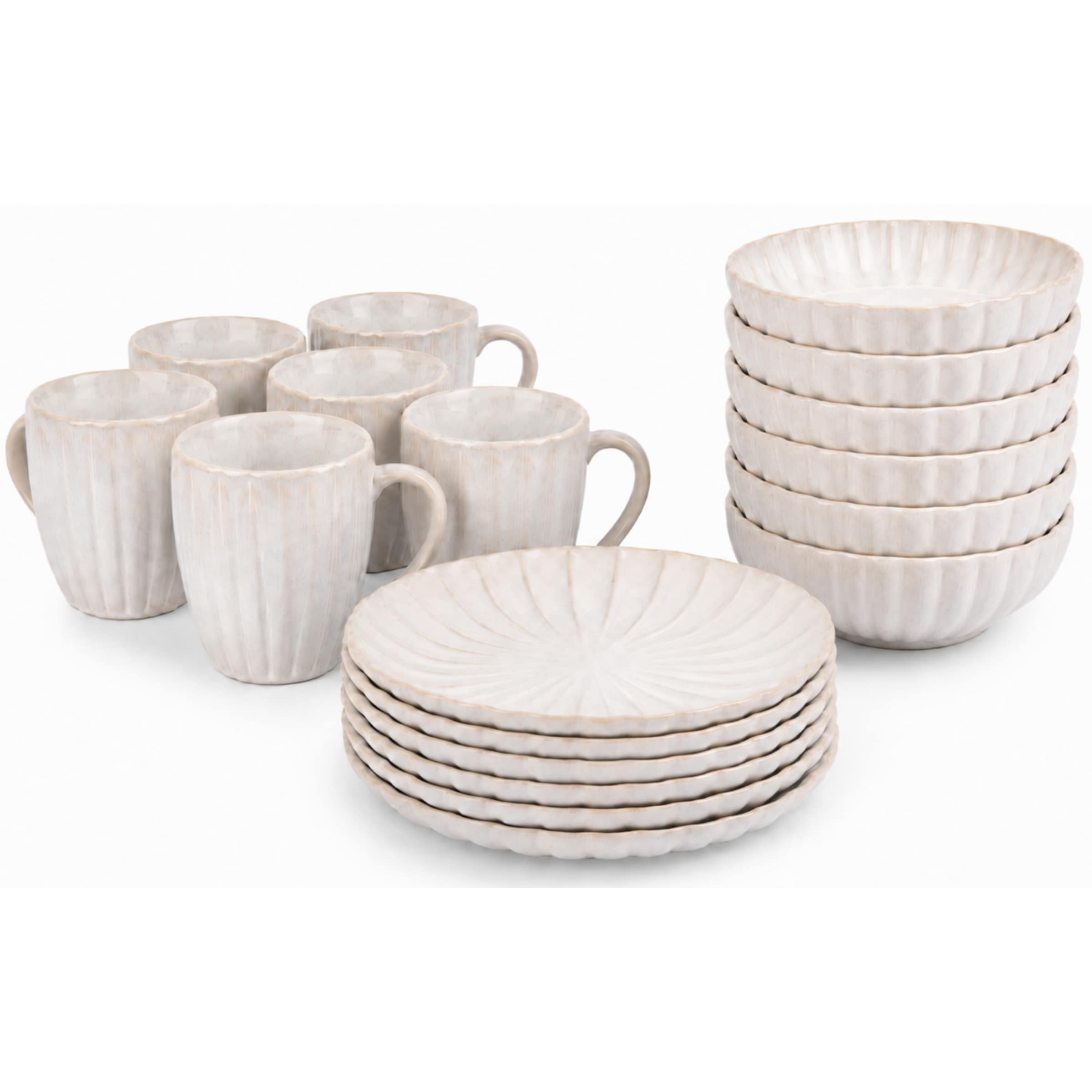 Cosy & Trendy Frühstücks-Geschirrset "Astera, Geschirr-Set, 18-tlg." Steinzeug, für 6 Personen, rund, spülmaschinengeeignet