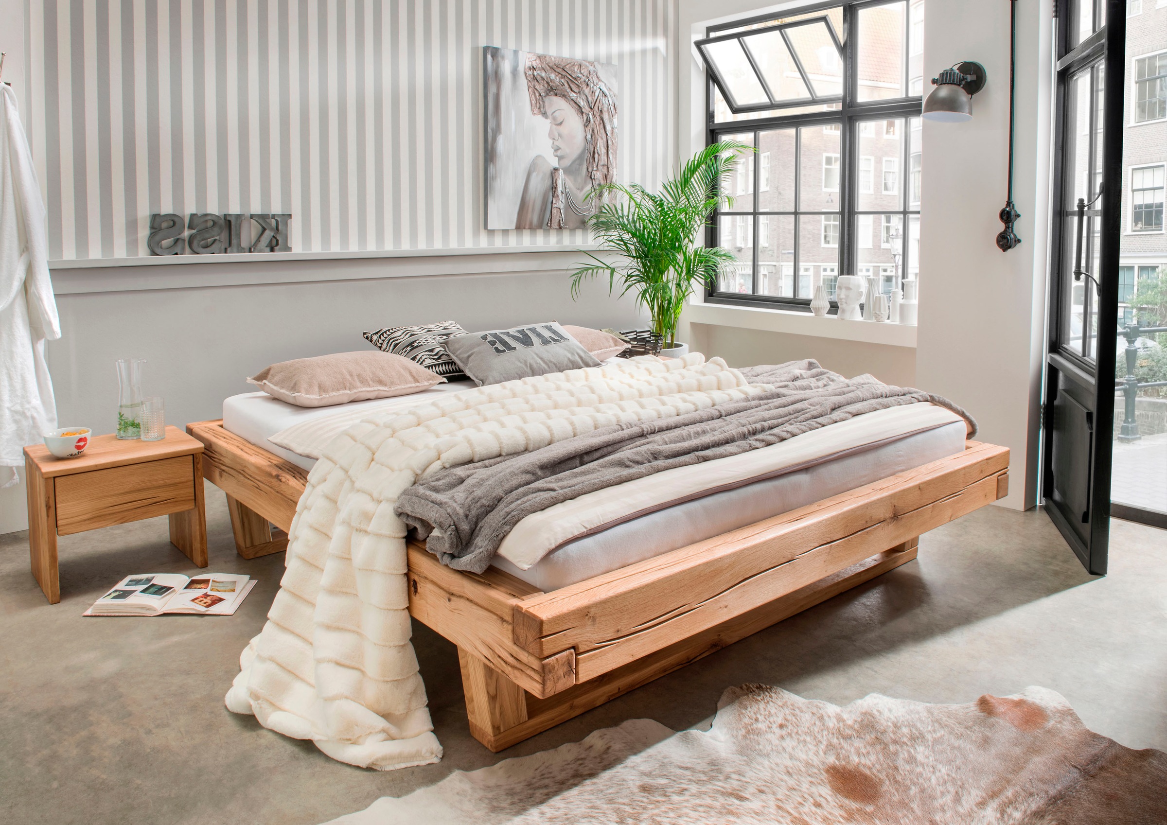 Home affaire Massivholzbett "Ultima, hohe Belastbarkeit, Futonbett ohne Kop günstig online kaufen