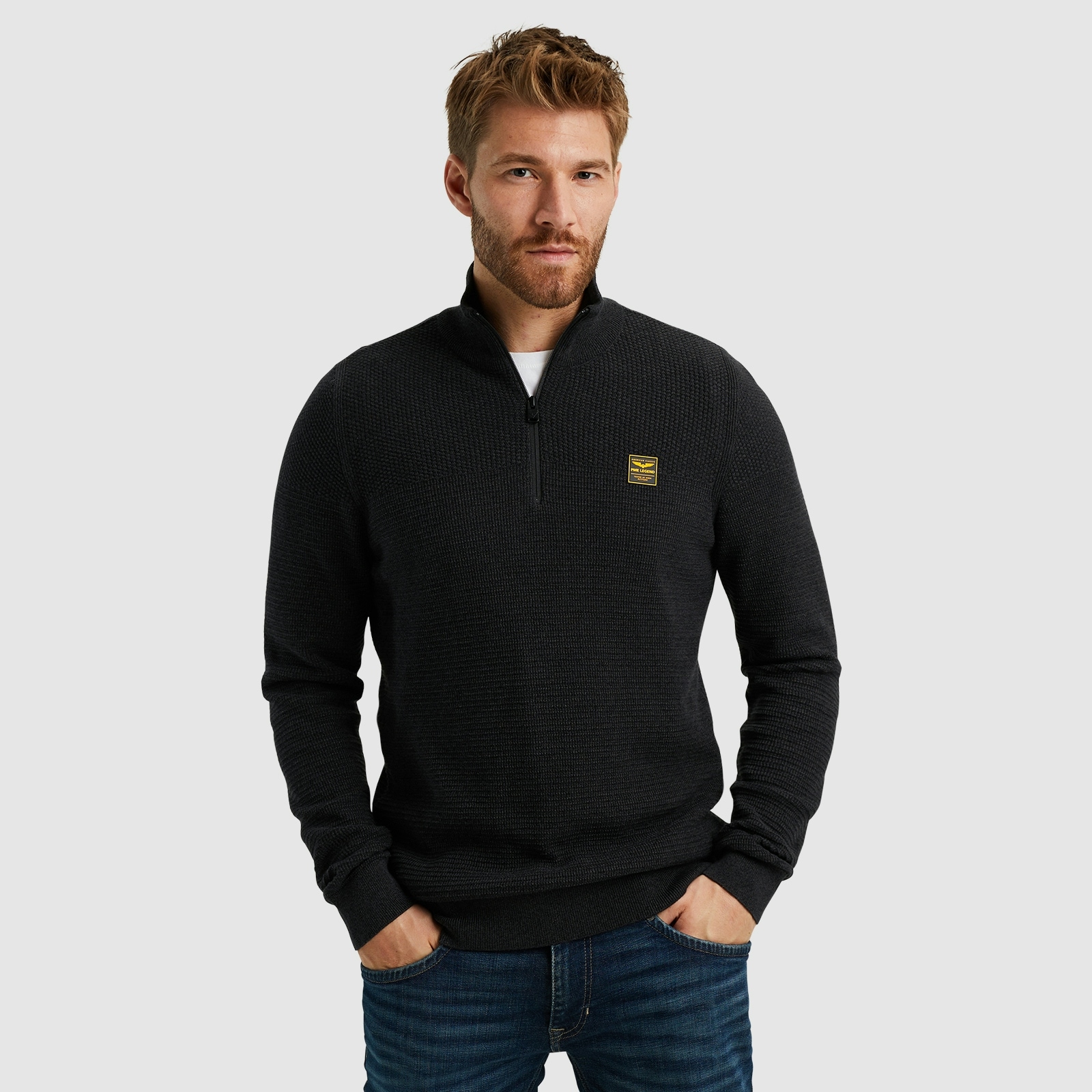 Troyer »Half zip collar cotton mouline«, mit Logostickerei