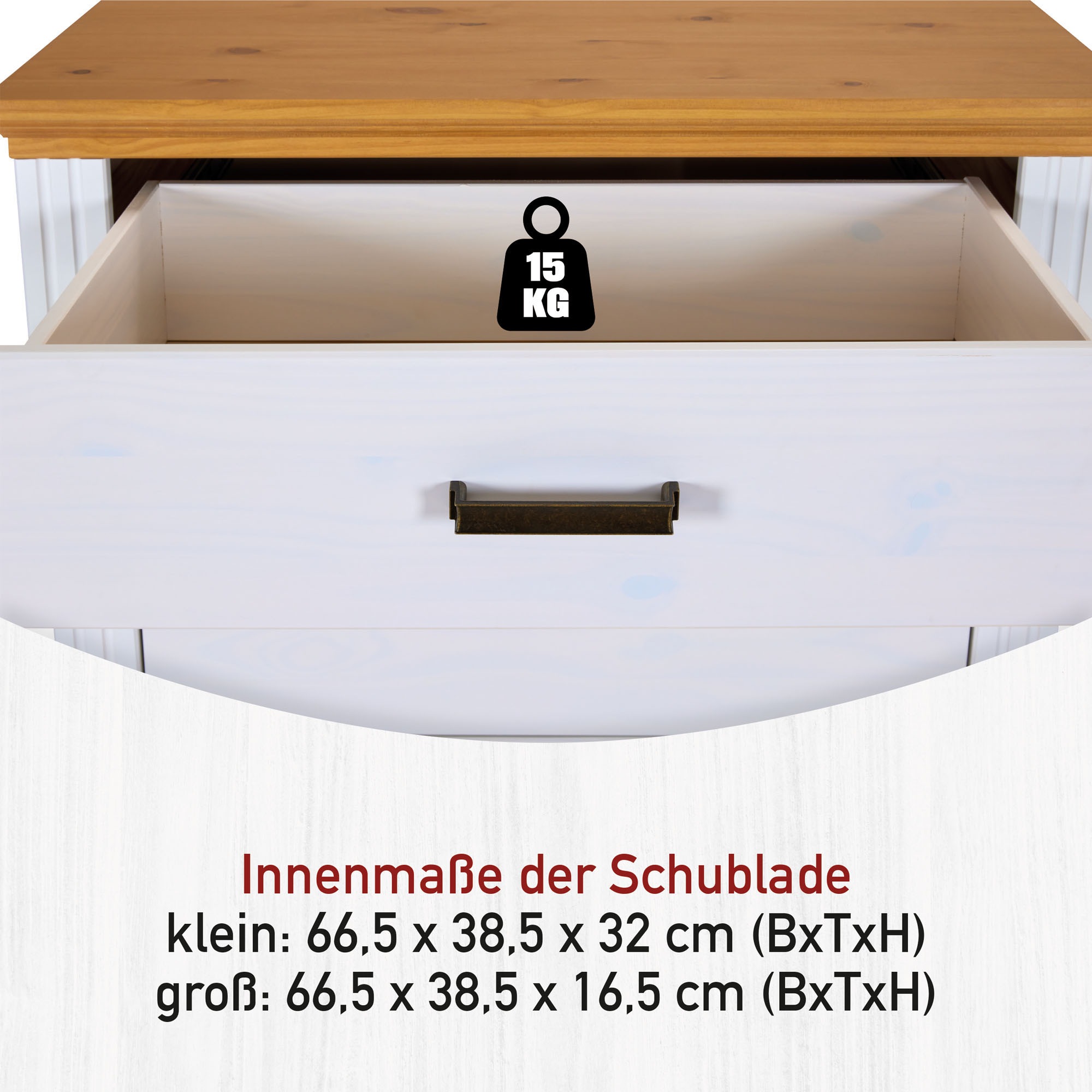Inter Link Schubkastenkommode »Kommode Maluno« 1 Stk. tlg. Kiefer Massiv, Soft-Close, Stauraum, BxTxH: ca. 93 x 48,3 x 104 cm