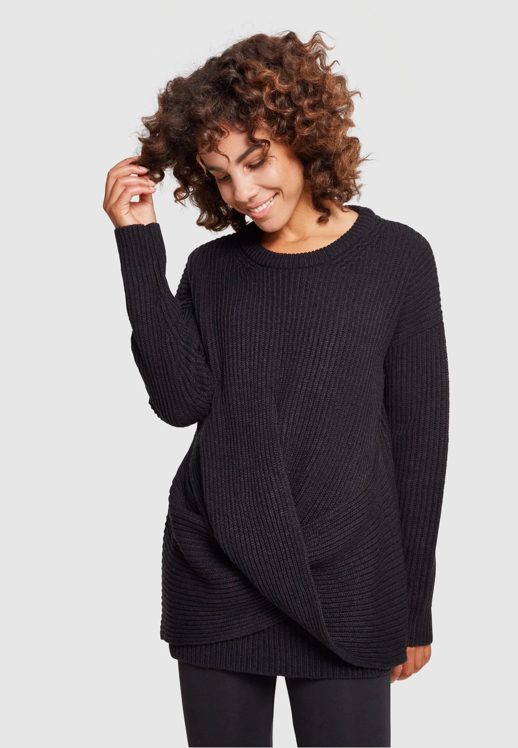 URBAN CLASSICS Rundhalspullover »Urban Classics Damen Ladies Wrapped Sweater«, (1 tlg.)