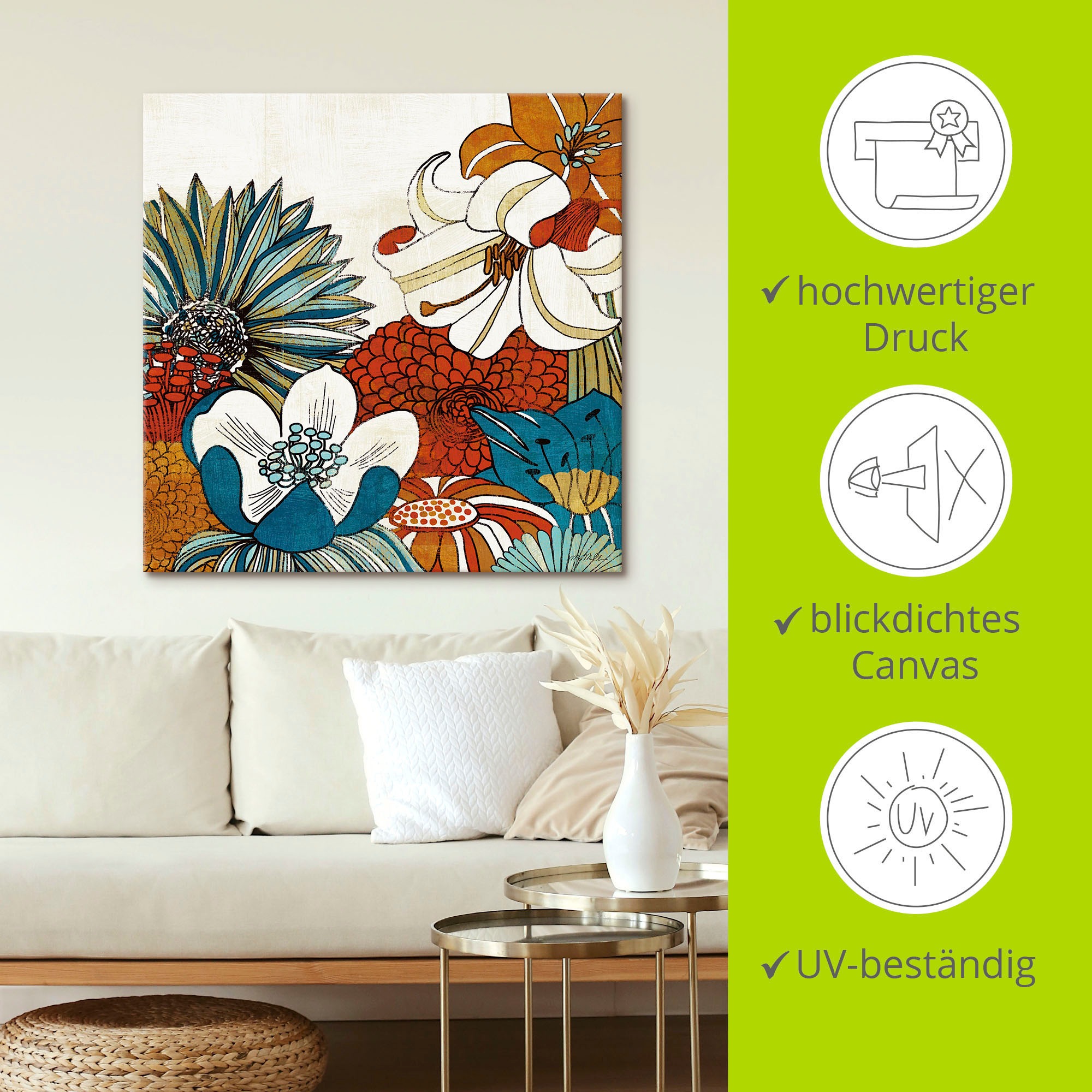 Artland Leinwandbild »Zeitgenössischer Garten II« Blumen 1 Stk. tlg. auf Holzrahmen gespannt