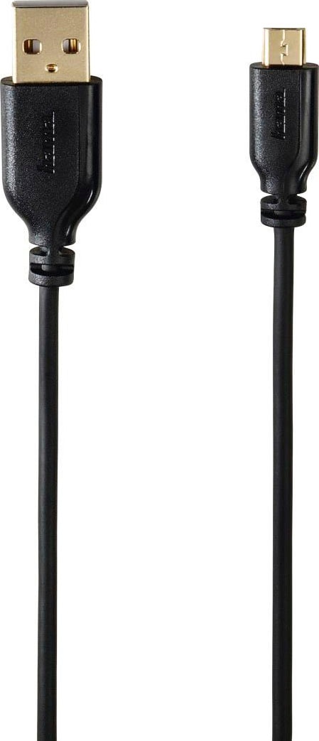 Hama USB-Kabel »Micro-USB-Kabel, vergoldet, verdrehsicher, Schwarz, 0,75 m USB-Kabel«, Micro-USB-USB Micro-B-USB Typ A, 750 cm