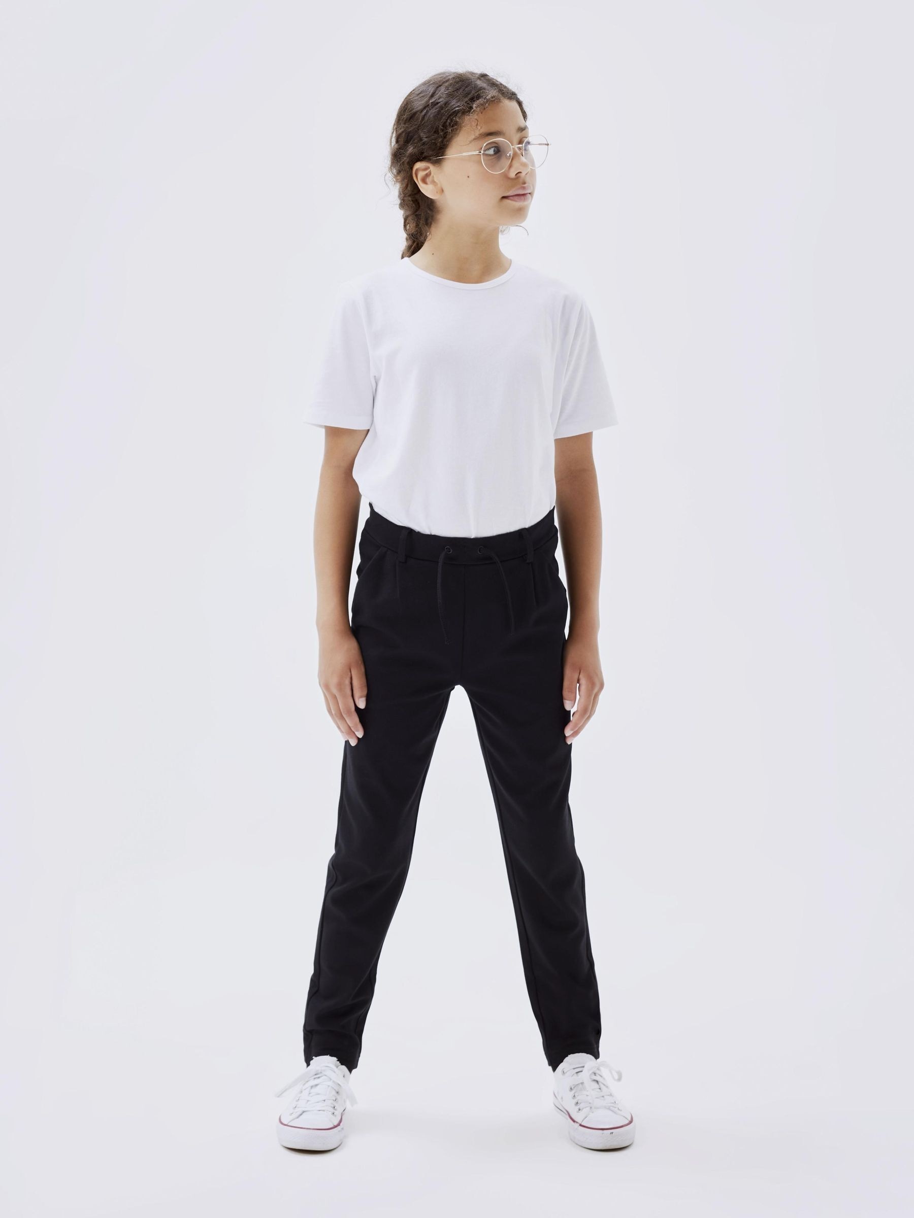NAME IT Mädchen Schlupfhose "NKFIDA PANT NOOS", schwarz, Gr. 110, unifarben, Milano Rib, Obermaterial: 63% Viskose, 32% Nylon, 5% Elasthan, Hosen