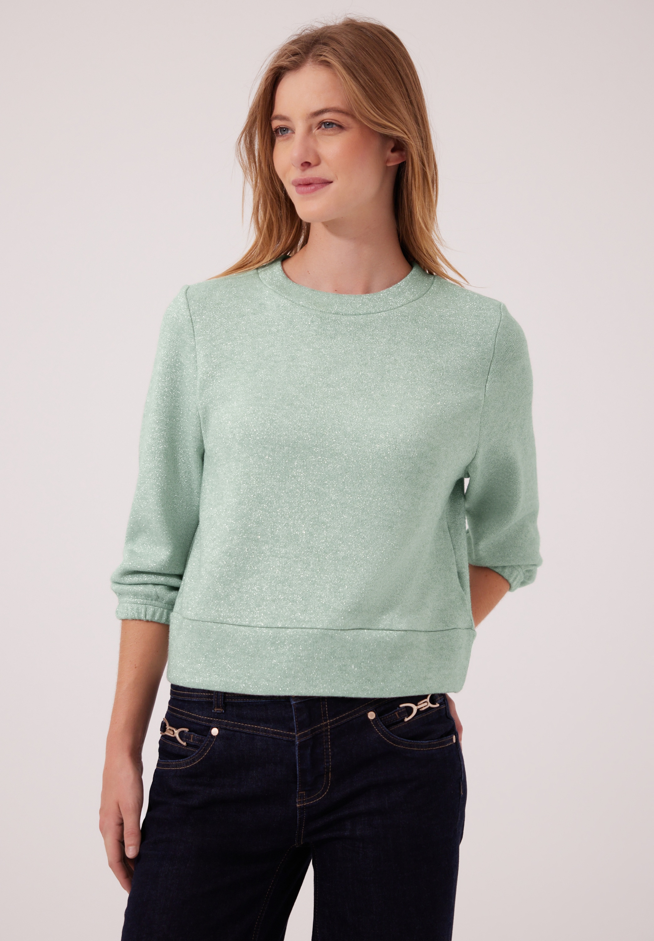 STREET ONE STUDIO 3/4-Arm-Shirt mit eingewebtem Giltzerfaden