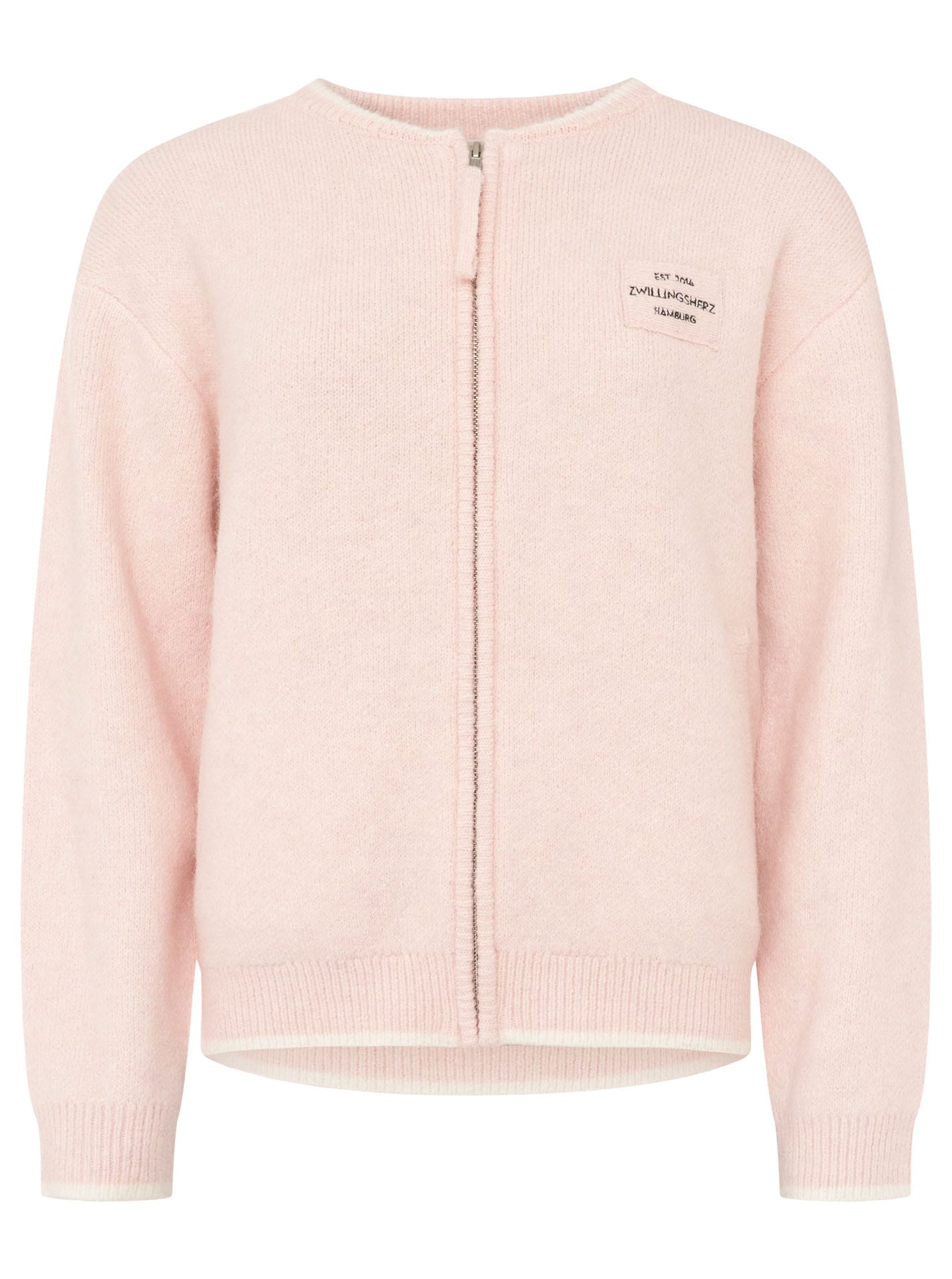 Zwillingsherz Strickjacke »"ZH"« mit Reißverschluss, Eingriffstaschen, Logopatch, farbige Kanten
