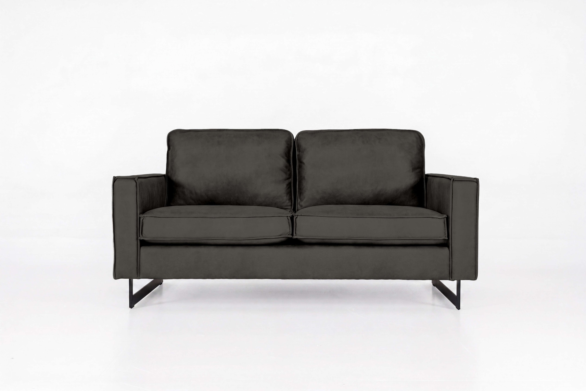 OTTO home 2-Sitzer »Pinto, 166 cm, Cord, Chenille, Lederoptik« mit Keder, schwarze Metallfüße, Wellenunterfederung