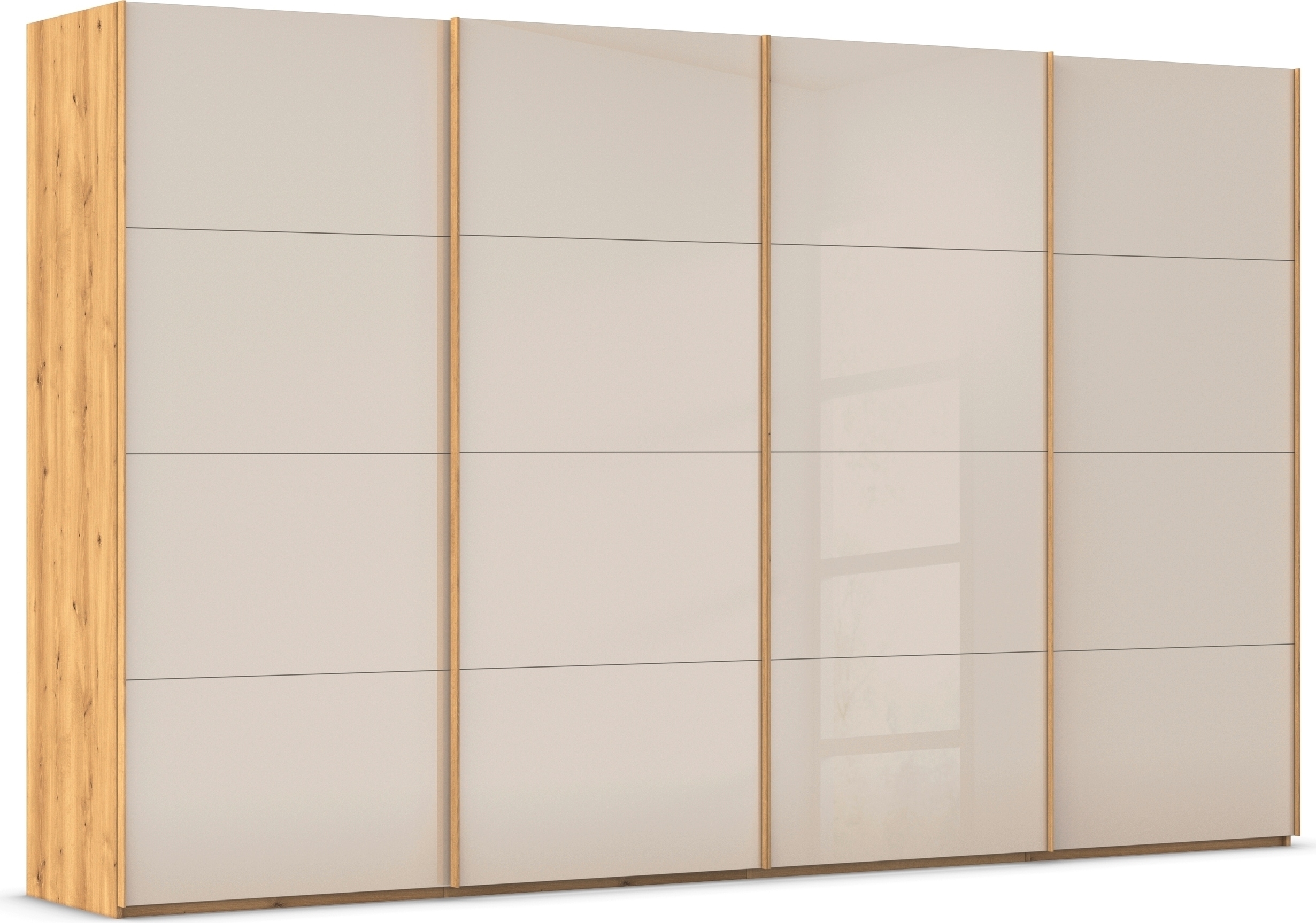 rauch Schwebetürenschrank "Kleiderschrank Schrank Garderobe Schlafzimmerschrank SCALE-FYRA" edle viergeteilte Türen mit Glas-Front viele Farben MADE IN GERMANY