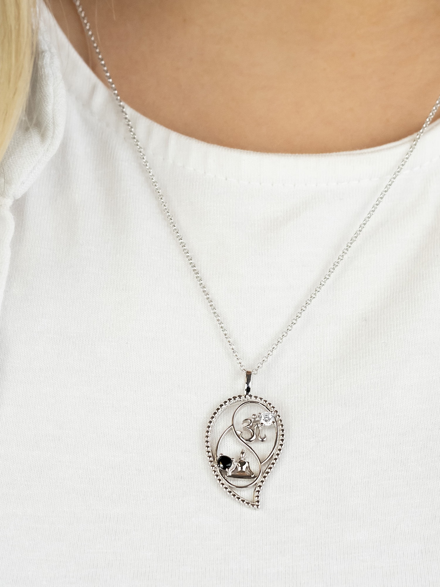 Engelsrufer Kette mit Anhänger »Yin Yang Tropfen Buddha und Om, ERN-YIYADROP-ZI«, Made in Germany - mit Zirkonia (synth.)
