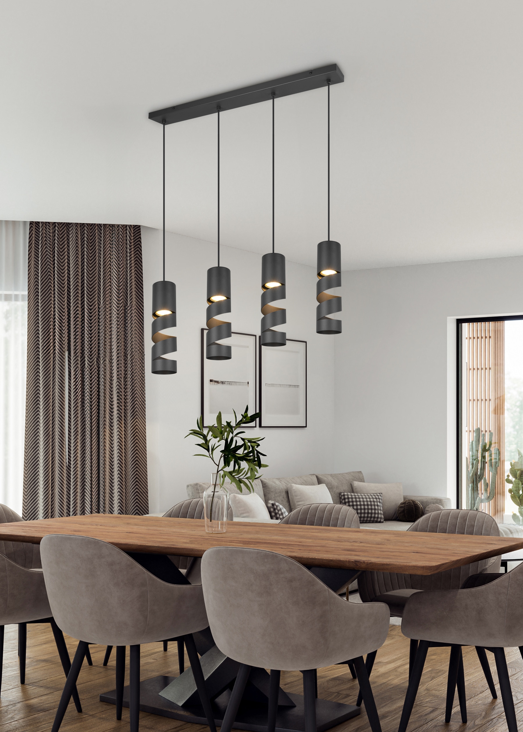 TRIO Leuchten Pendelleuchte »STREAM, Hängelampe mit Metallschirm, exkl GU10 max 10W« GU10 1 Stk. warmweiß - kaltweiß Höhe einstellbar max 150 cm, Moderne Hängeleuchte Wohnzimmer Büro