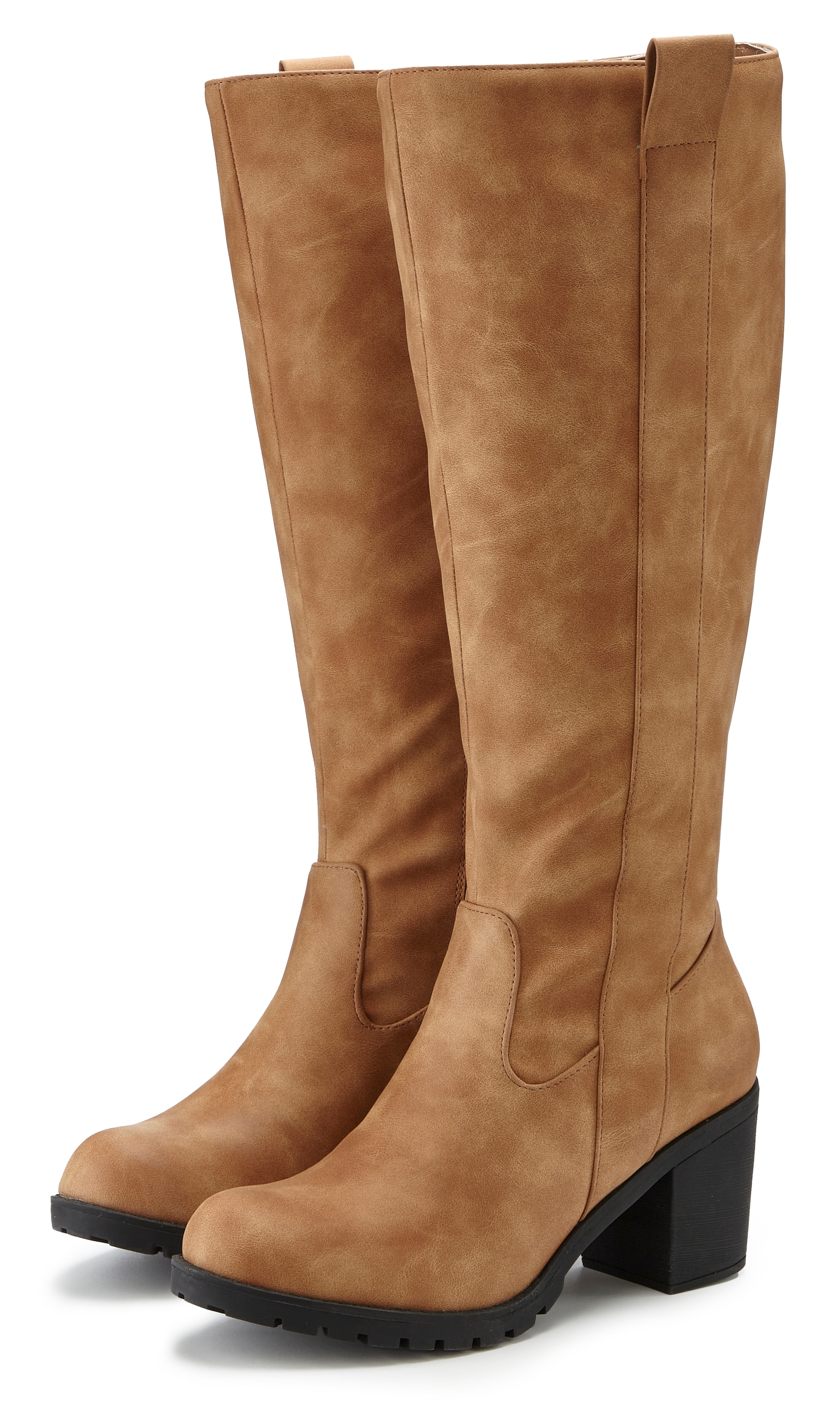 LASCANA Weitschaftstiefel, Stiefel, Stiefelette, langer Stiefel, Blockabsat günstig online kaufen