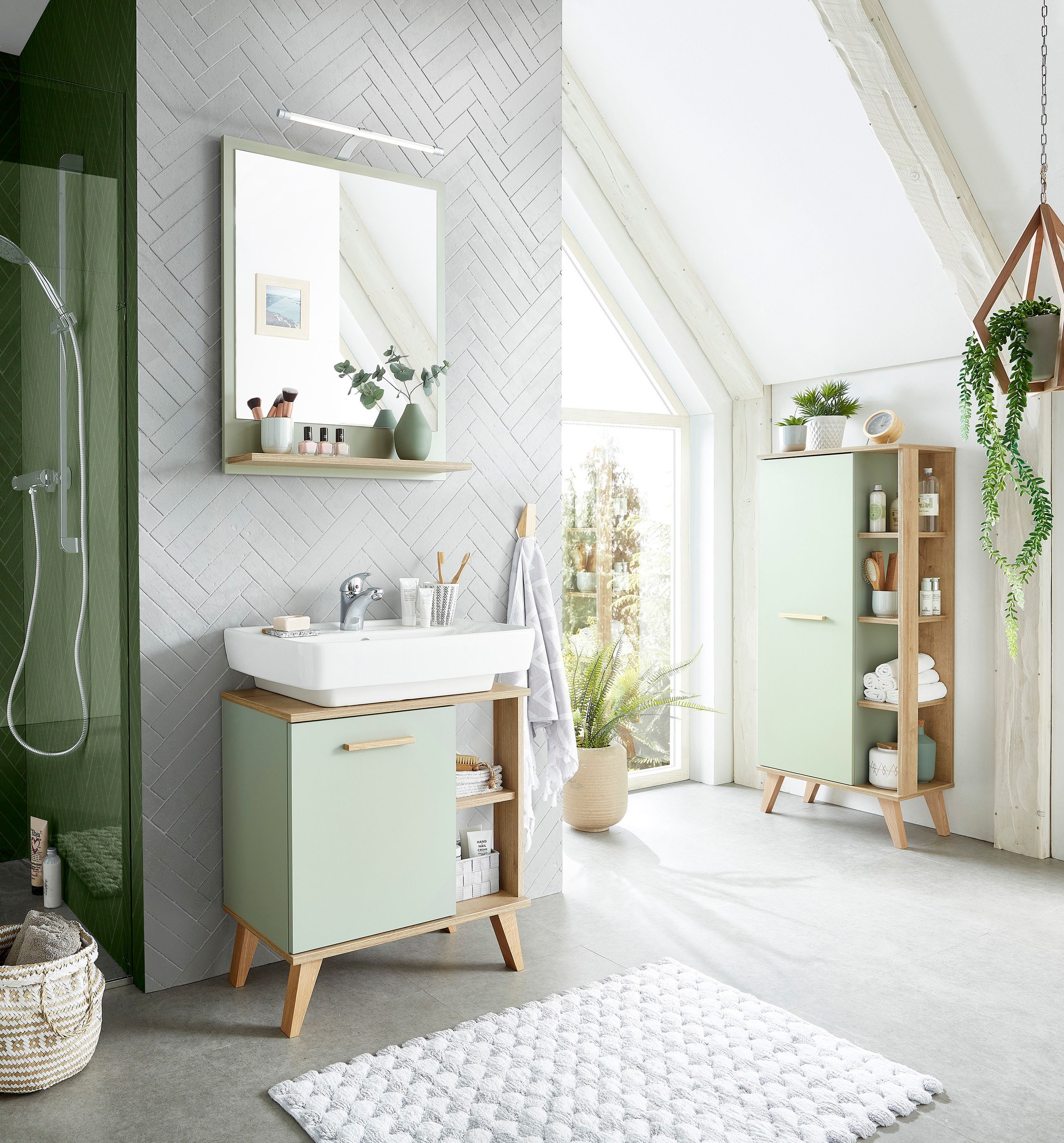 Thumbnail - Saphir Badmöbel-Set "Quickset 3-teilig, Waschbeckenunterschrank mit LED-Spiegel" 3 Stk. tlg.