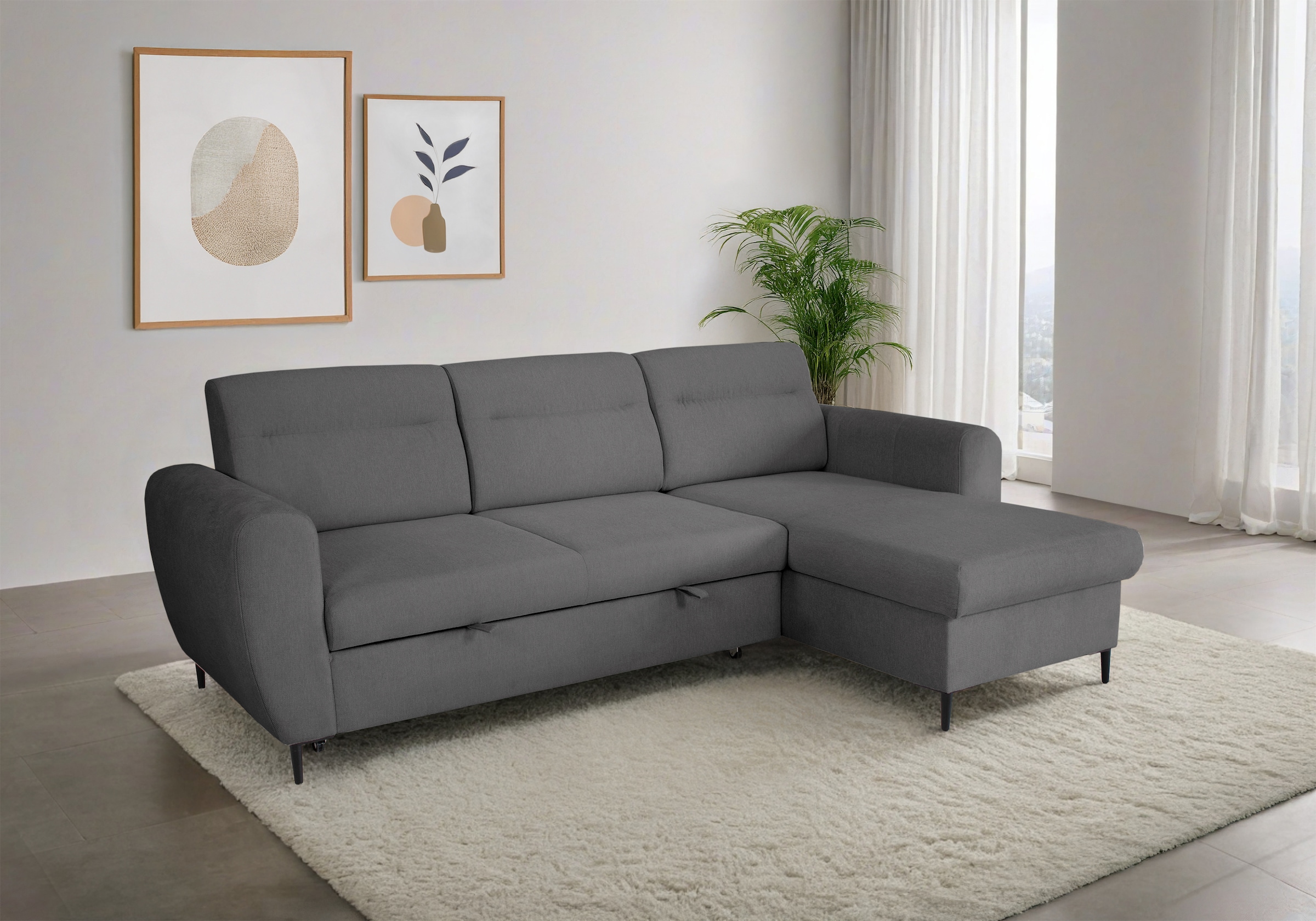 Trends by HG Ecksofa "Bella L-Form, B: 248 cm" mit Schlaffunktion & Bettkasten