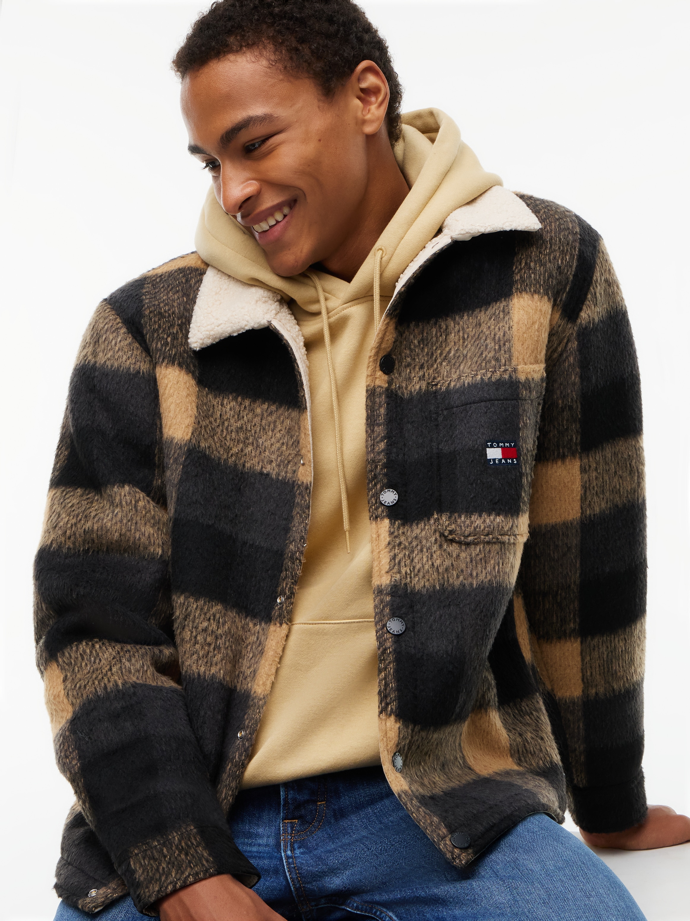 Tommy Jeans Hemdjacke »TJM TEDDY COLLAR BRUSHED SHACKET«