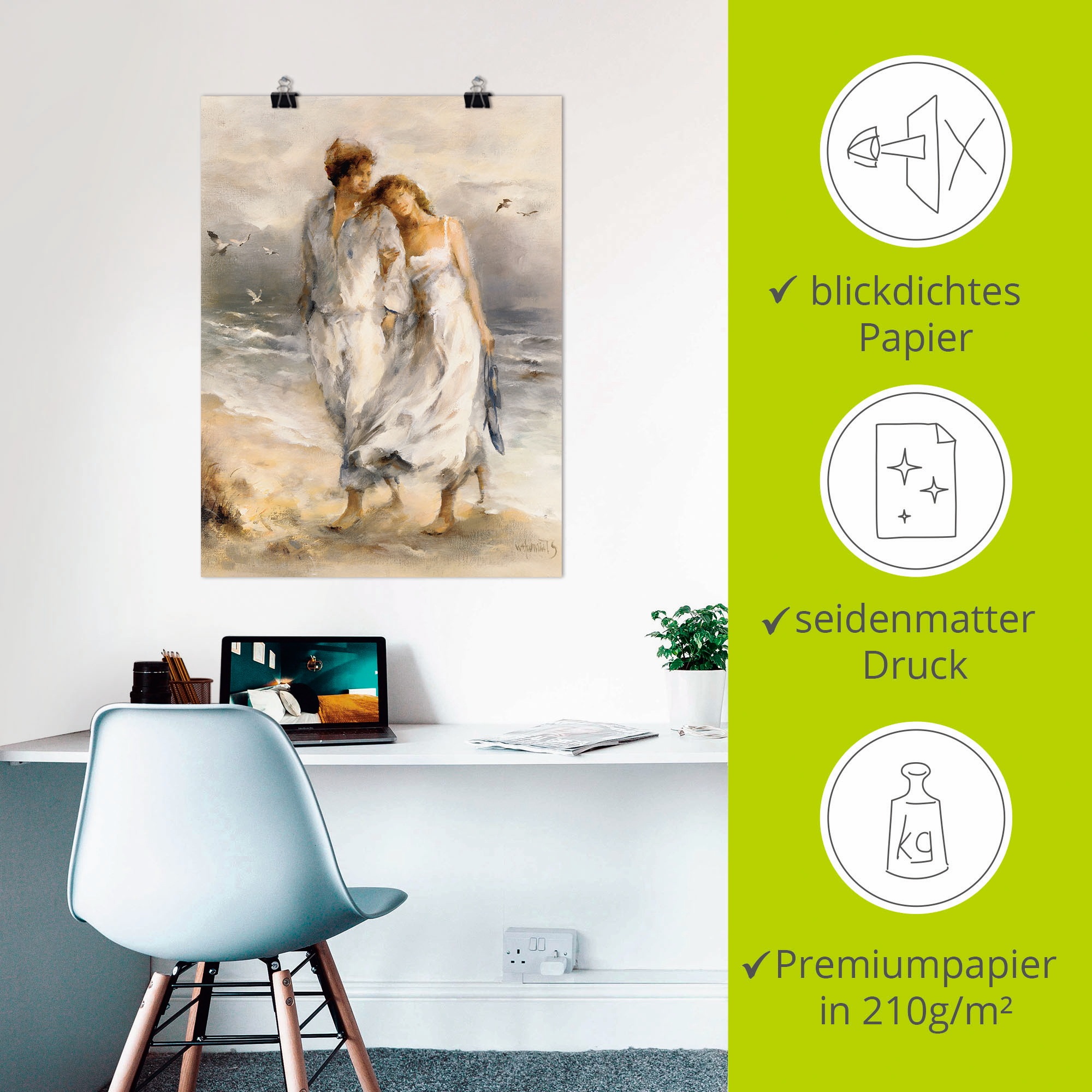 ARTland Verliebt Wall Art Beige 45x60cm 3