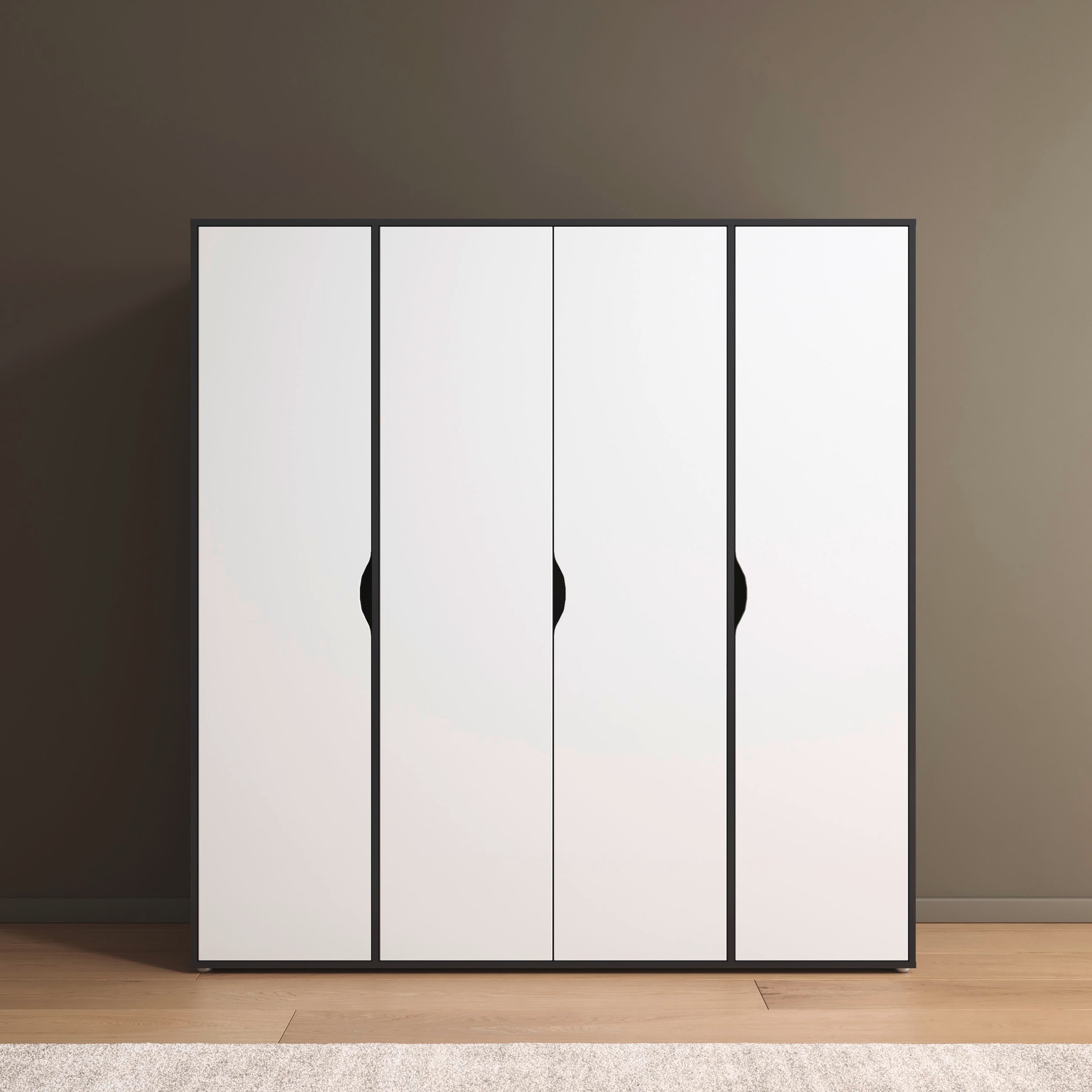 rauch Drehtürenschrank »Kleiderschrank Schrank Garderobe Wäscheschrank NARAI viel Stauraum«, (in 3 verschiedenen Ausstattungen BASIC/CLASSIC/PREMIUM), Griffausfräsungen für eine grifflose Optik TOPSELLER MADE IN GERMANY