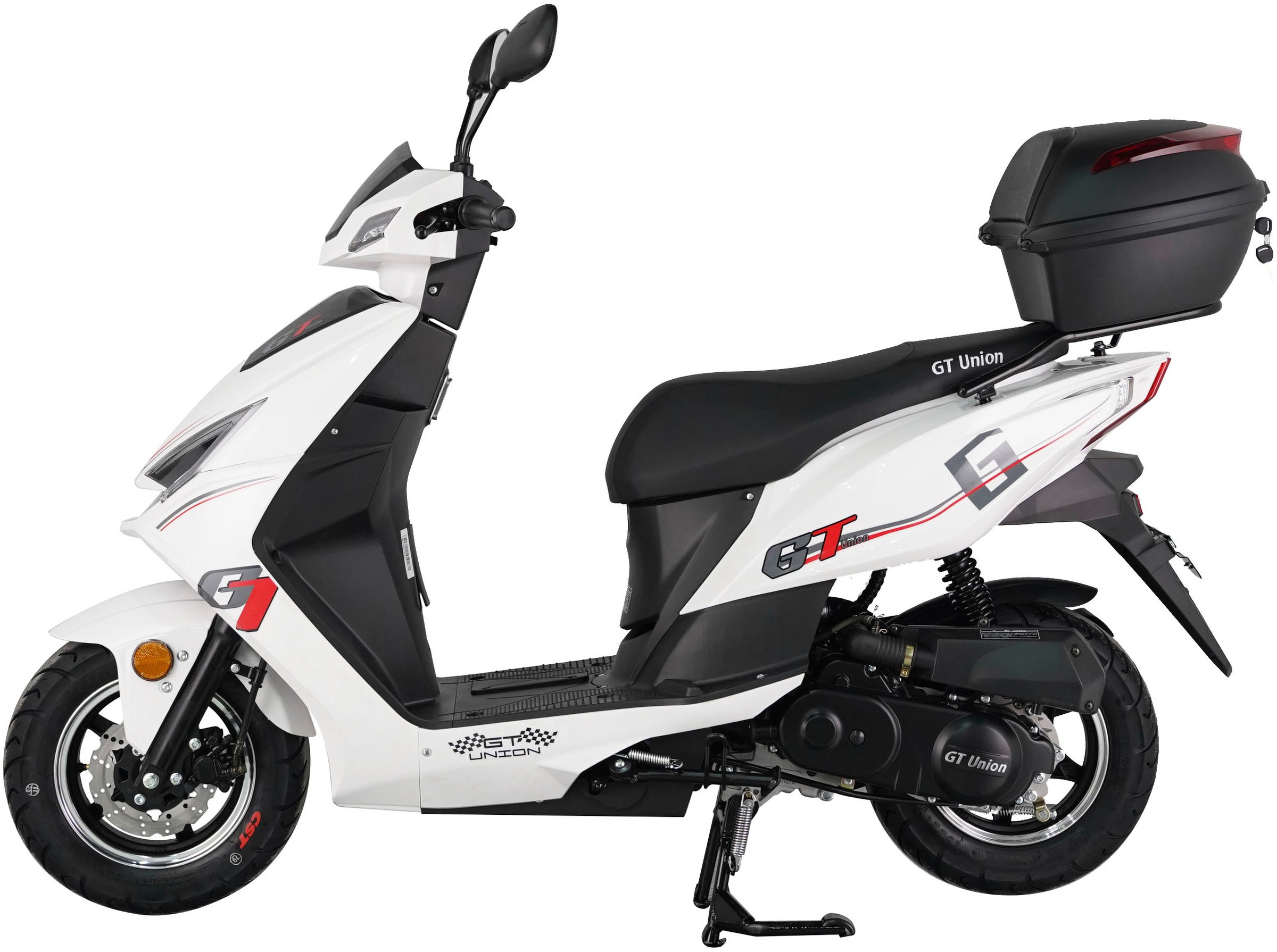 GT UNION Motorroller »Sonic X 45«, 49,6 cm³, 45 km/h, Euro 5, 3 PS, (Komplett-Set, 2 tlg.), Luftgekühlter Motor