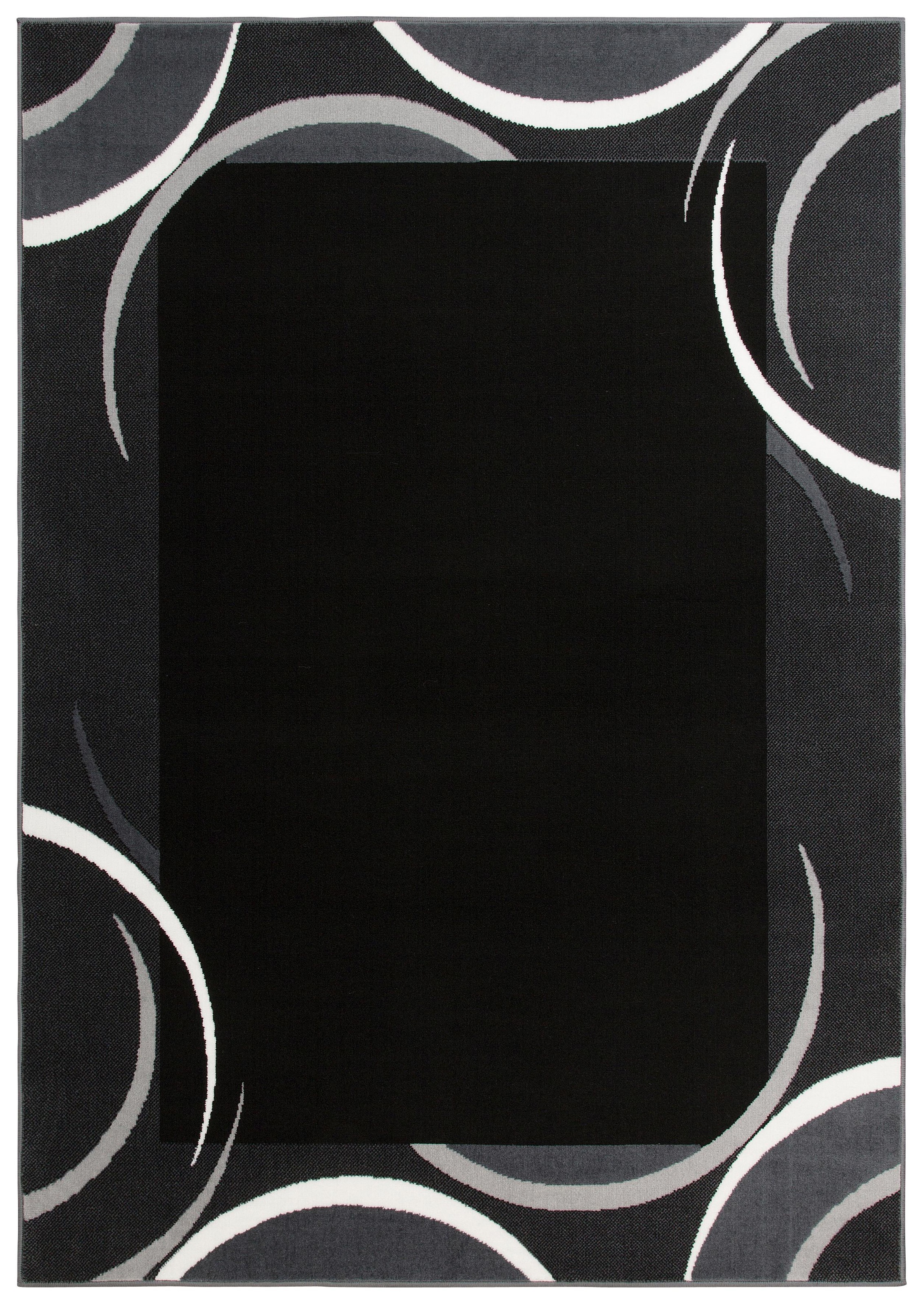 Teppich OTTO HOME "Noah" Gr. 4, grau (anthrazit), B:160cm H:7mm L:230cm, Kunstfaser, Teppiche, Teppich, weiche Haptik, Teppich mit Bordüre, Kurzflor, verspieltes Design