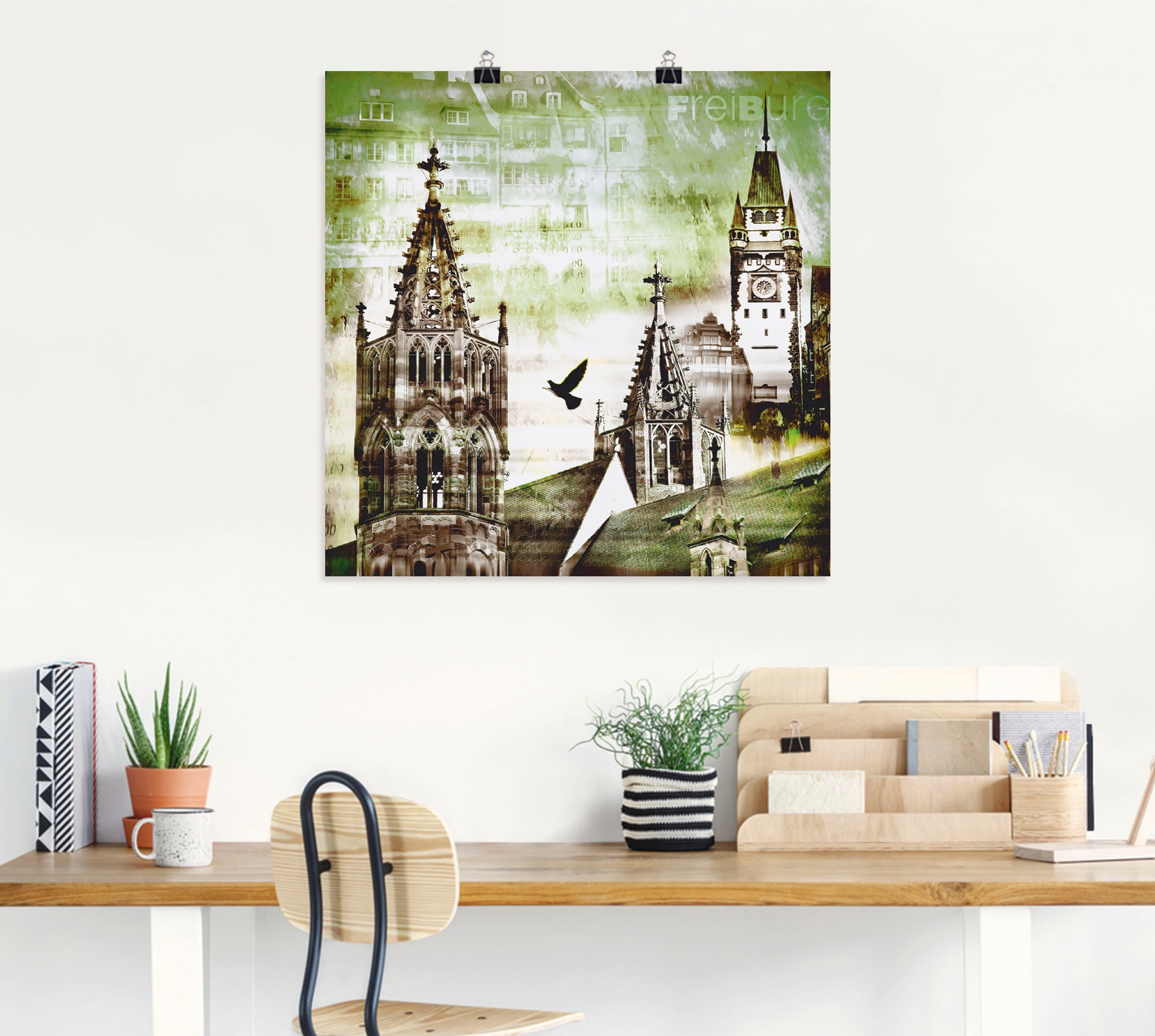 Artland Poster "Freiburg Skyline Abstrakte Collage", Architektonische Eleme günstig online kaufen