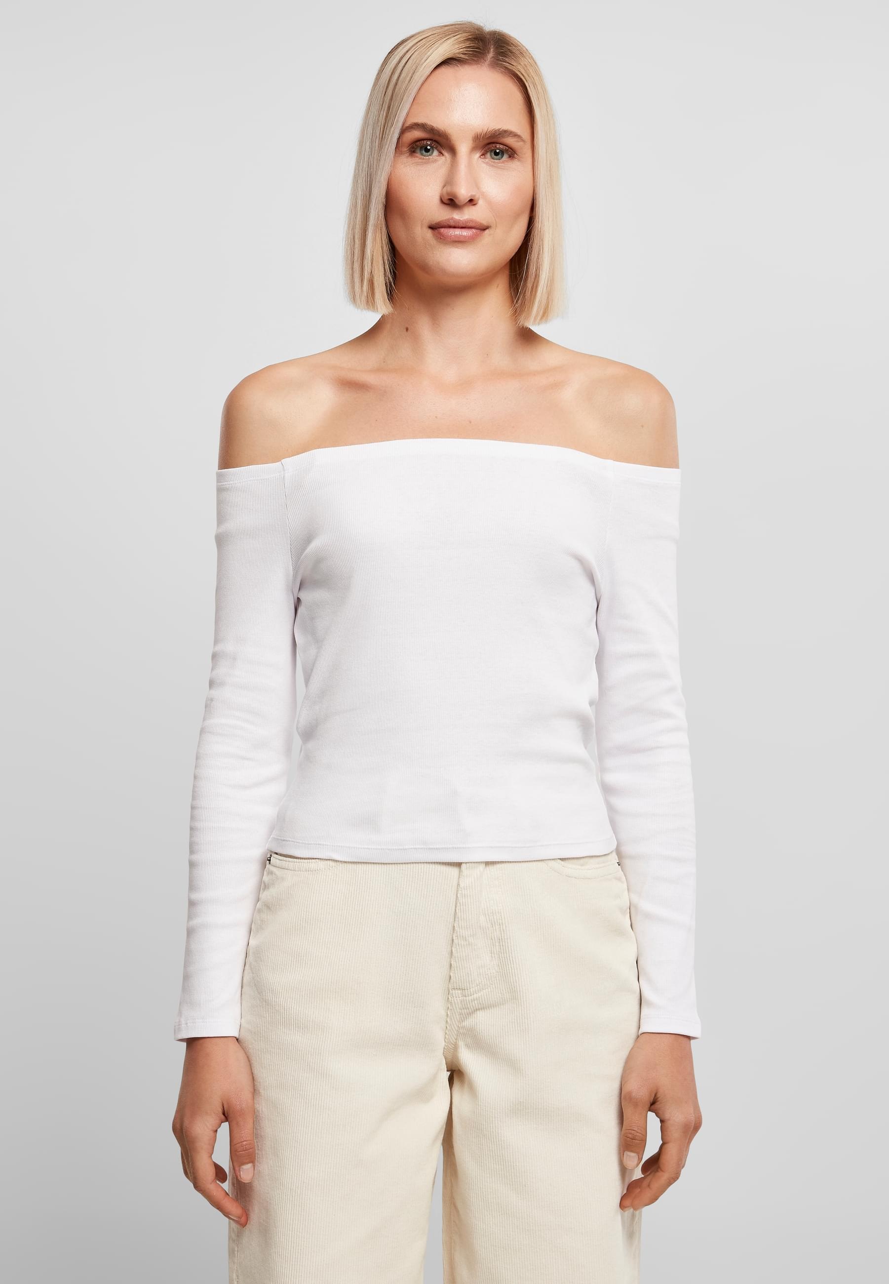 URBAN CLASSICS Langarmshirt »Urban Classics Damen Ladies Off Shoulder Rib Longsleeve«, (1 tlg.)