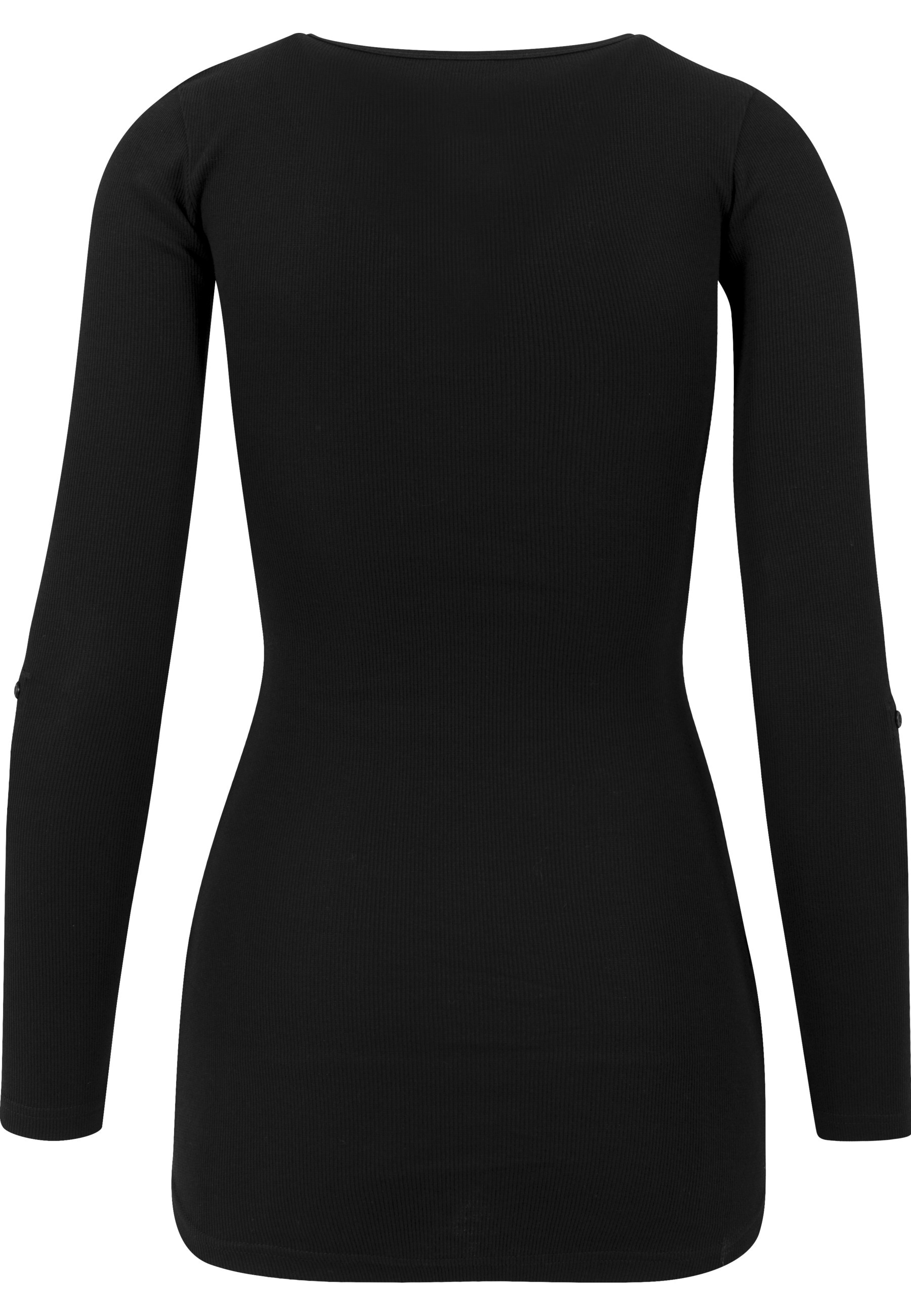 URBAN CLASSICS Longsleeve »Urban Classics Damen Ladies Long Rib Pocket Turnup Tee« 1 Stk.